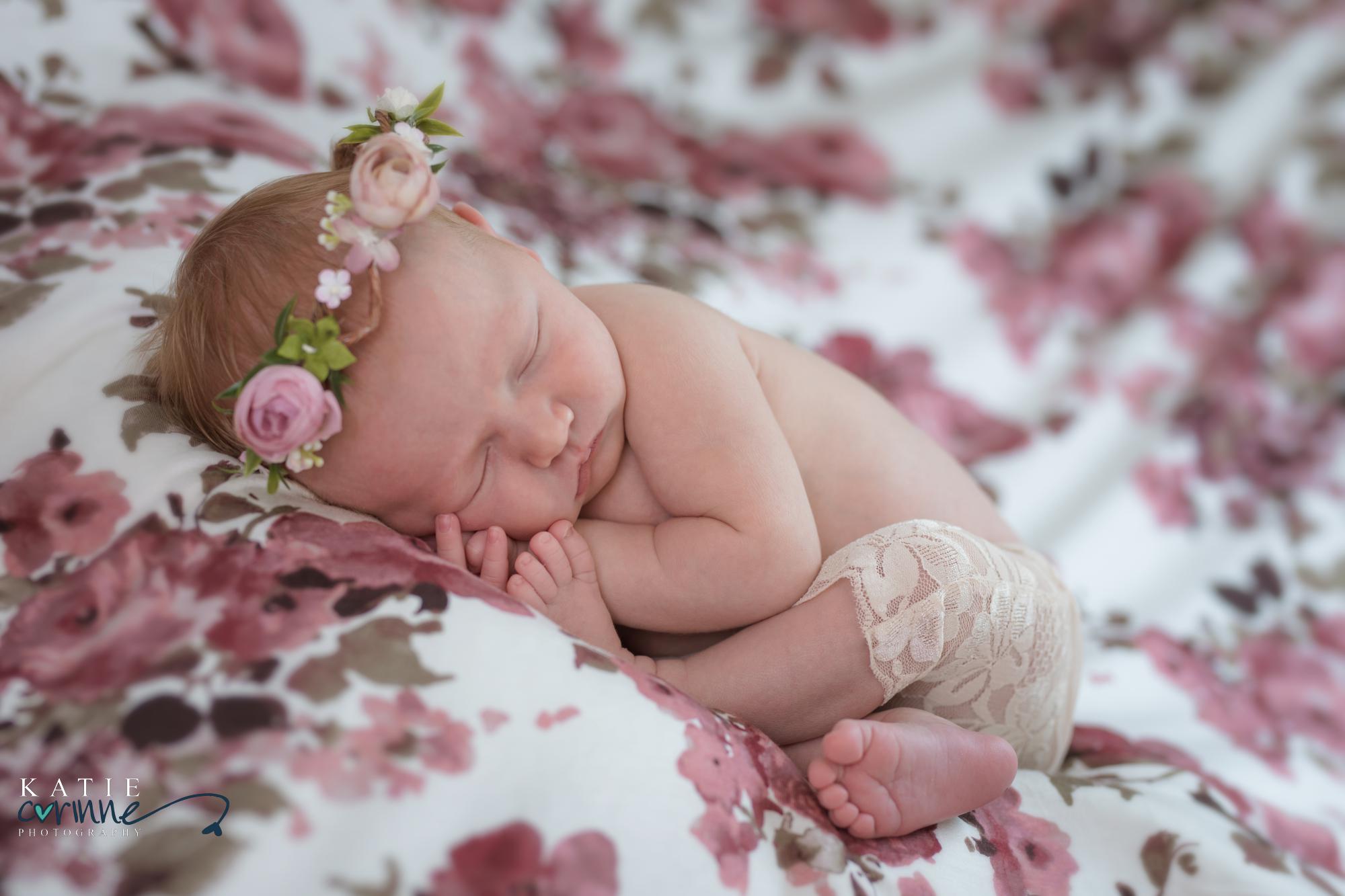 baby girl wearing flower crown