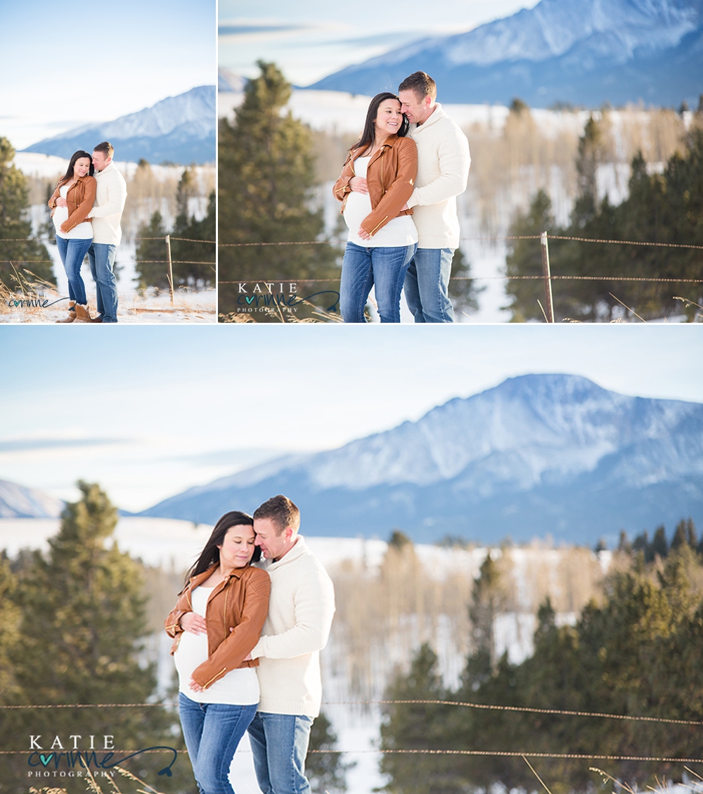 grand mountain view, couple with pikes peak, maternity photos pikes peak, colorado mountain maternity photos, snow mountain maternity, 