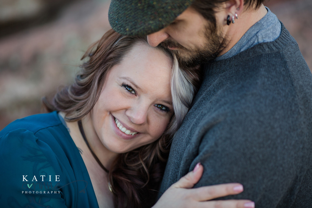 Engaged couple in love at Garden of the Gods Club Park 