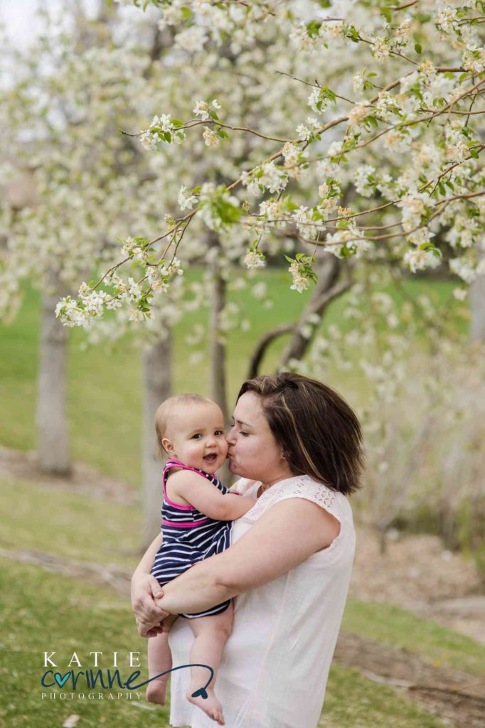 Mom and baby Colorado Cherry Blossom Family Session