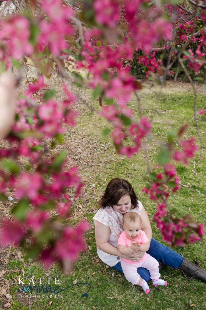 Colorado Cherry Blossom Family Session with mom and baby