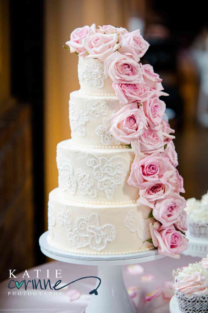 Beautiful Cake with Cascading Roses