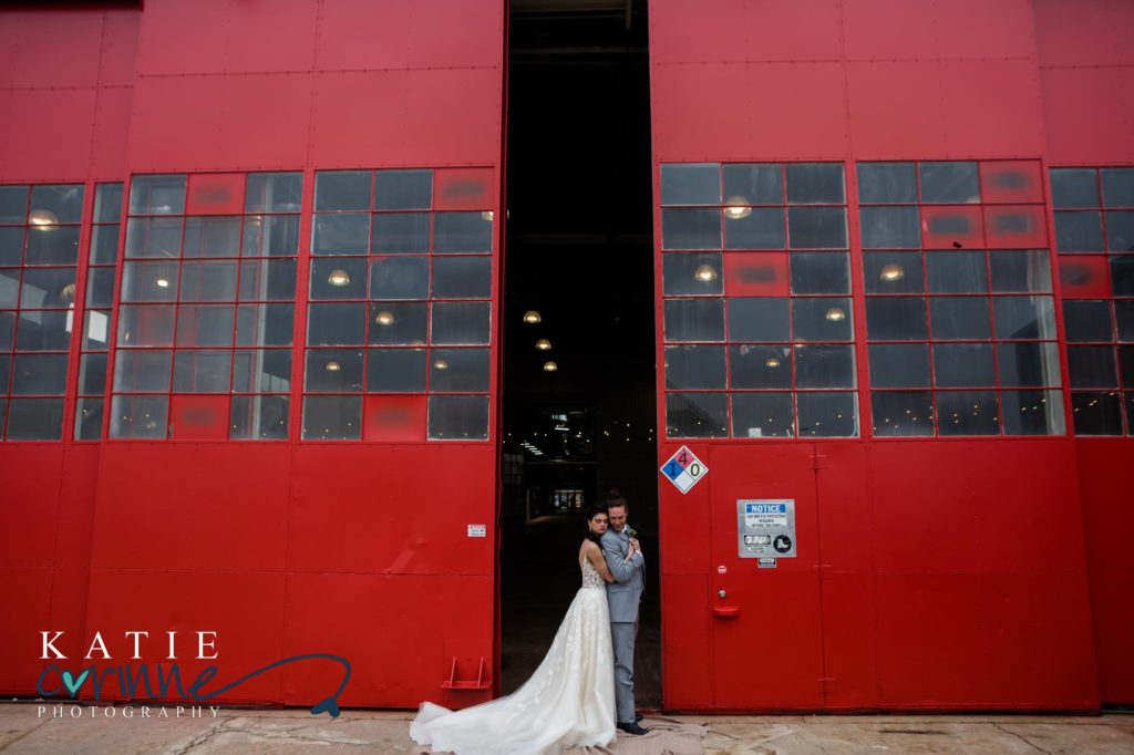 Wedding couple at the Hanger at Stanley