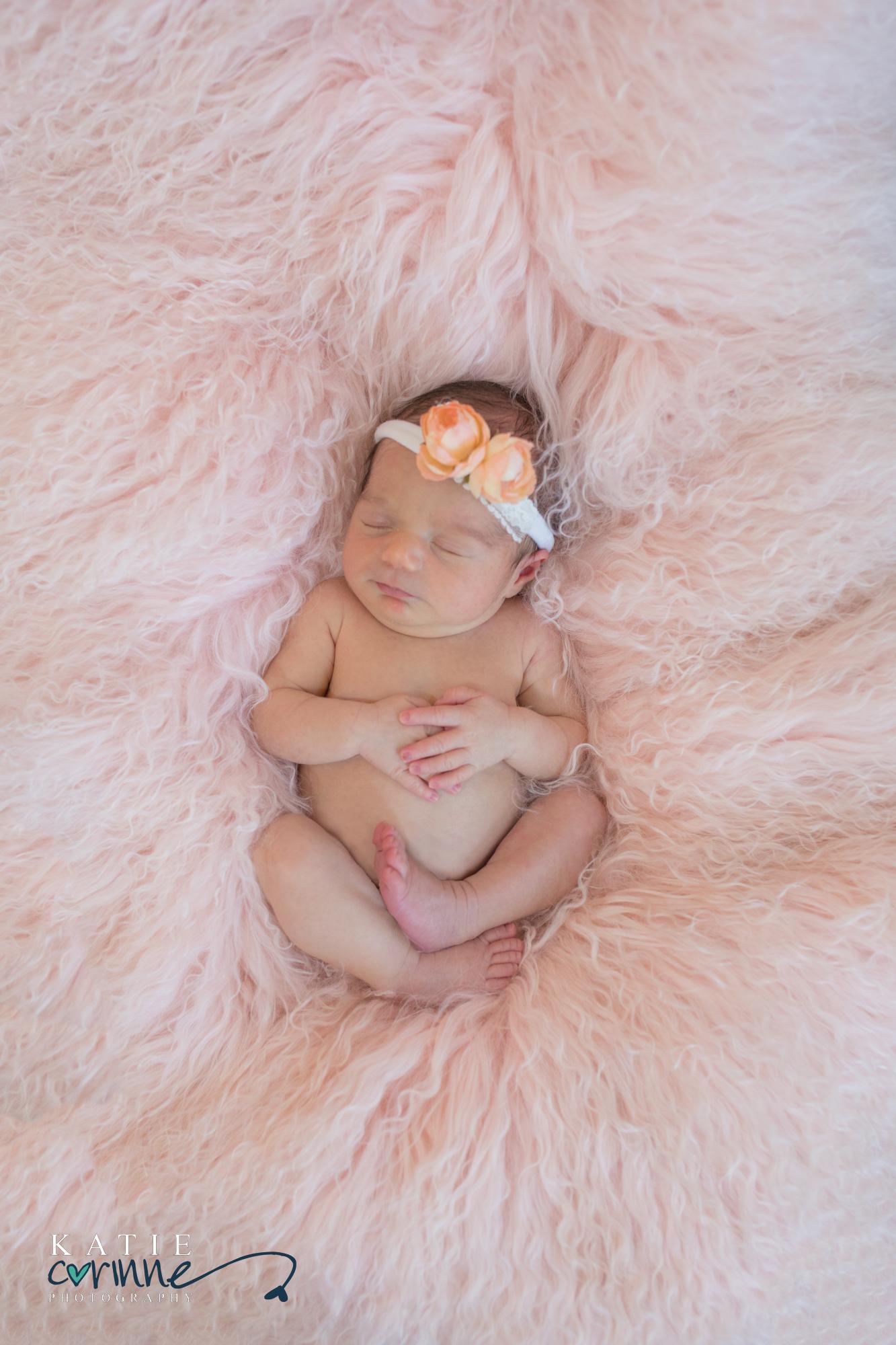 pink fur newborn baby girl