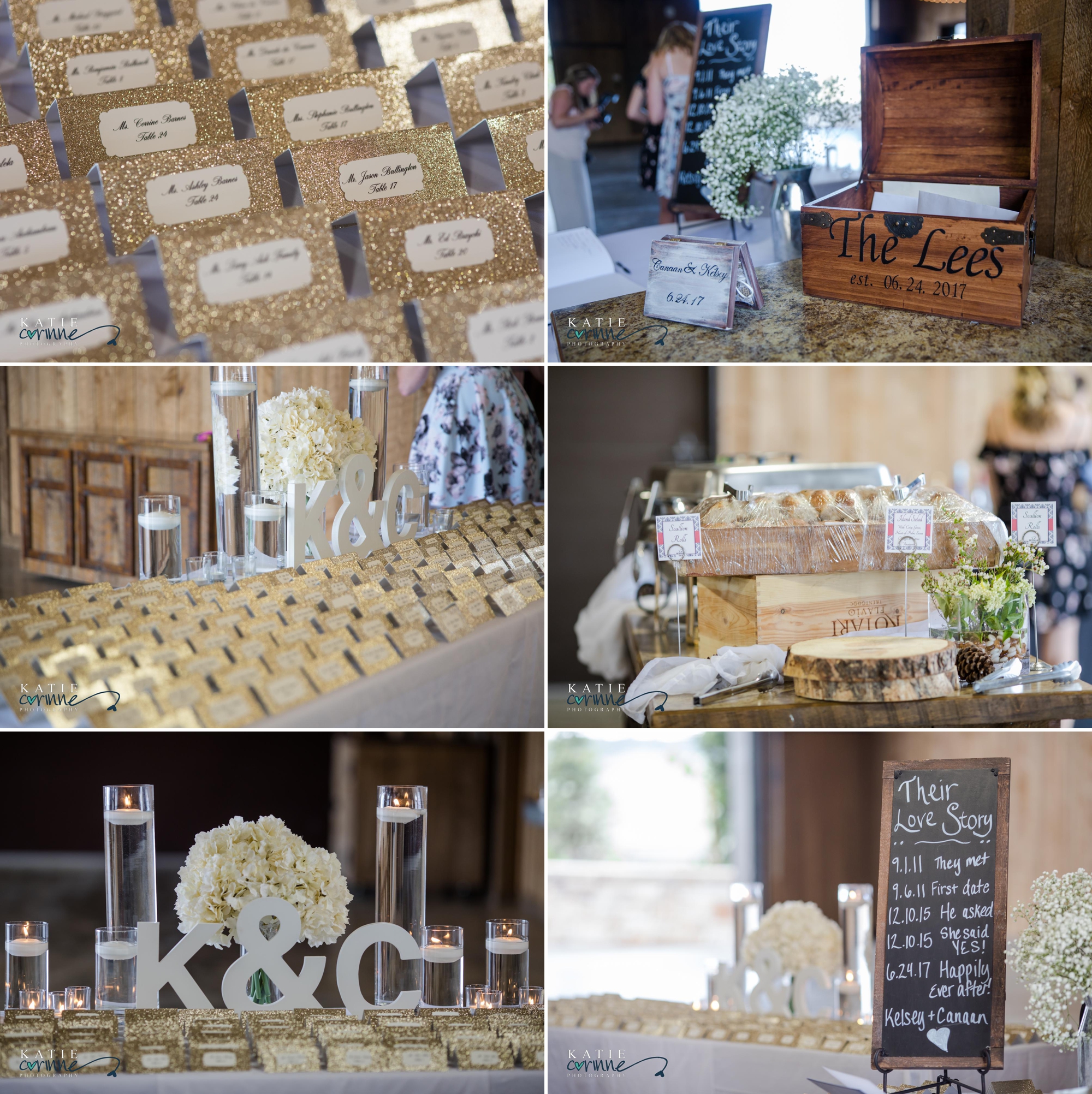 Gold placecard settings at Spruce Mountain Ranch wedding