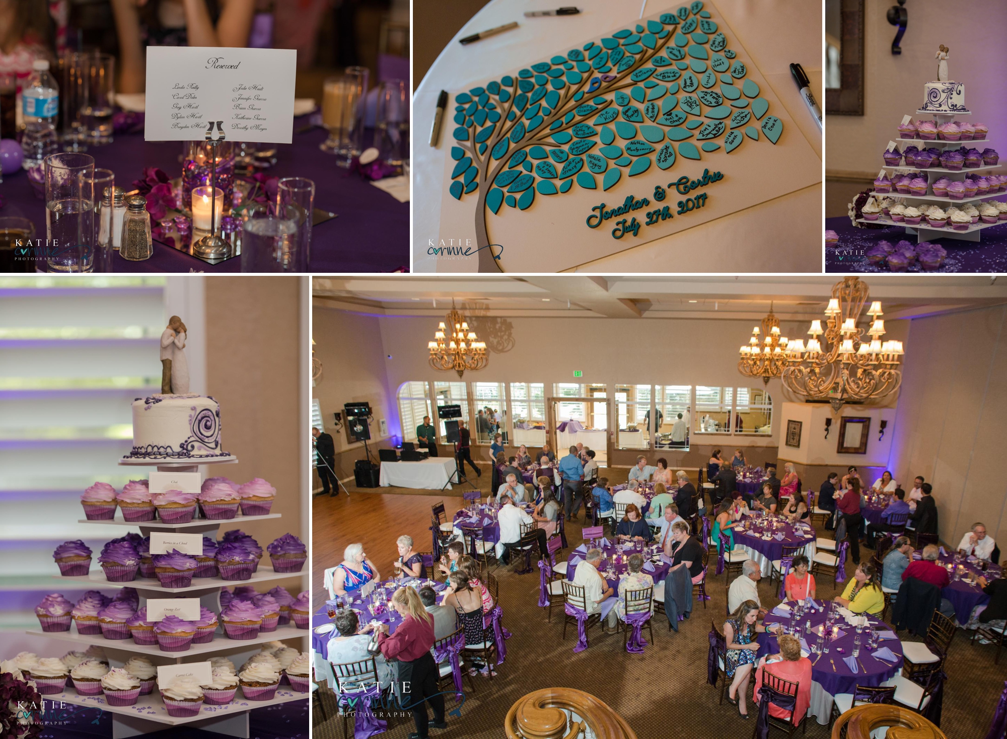 Purple wedding reception details