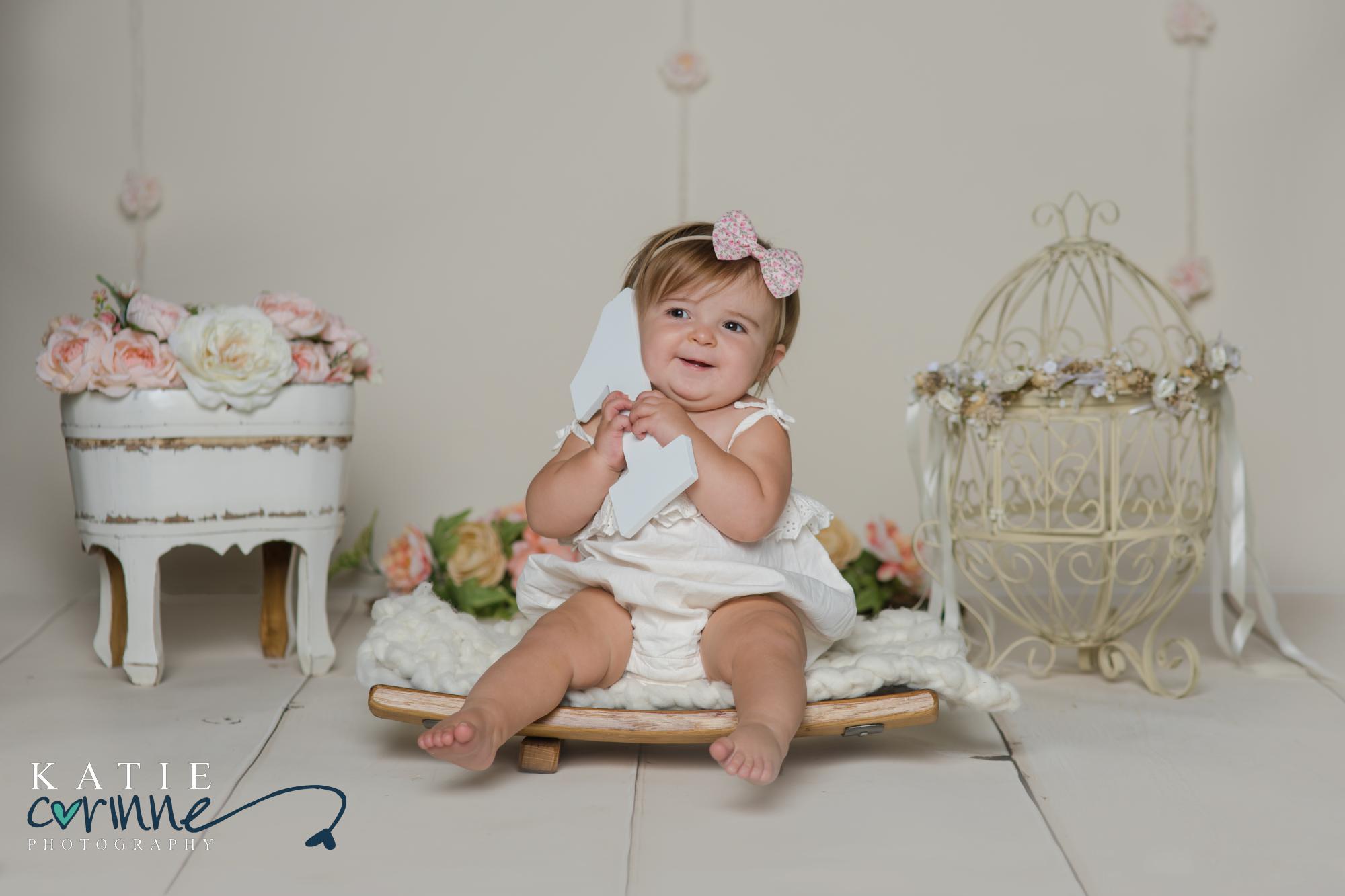 Beautiful one year old baby girl photo session