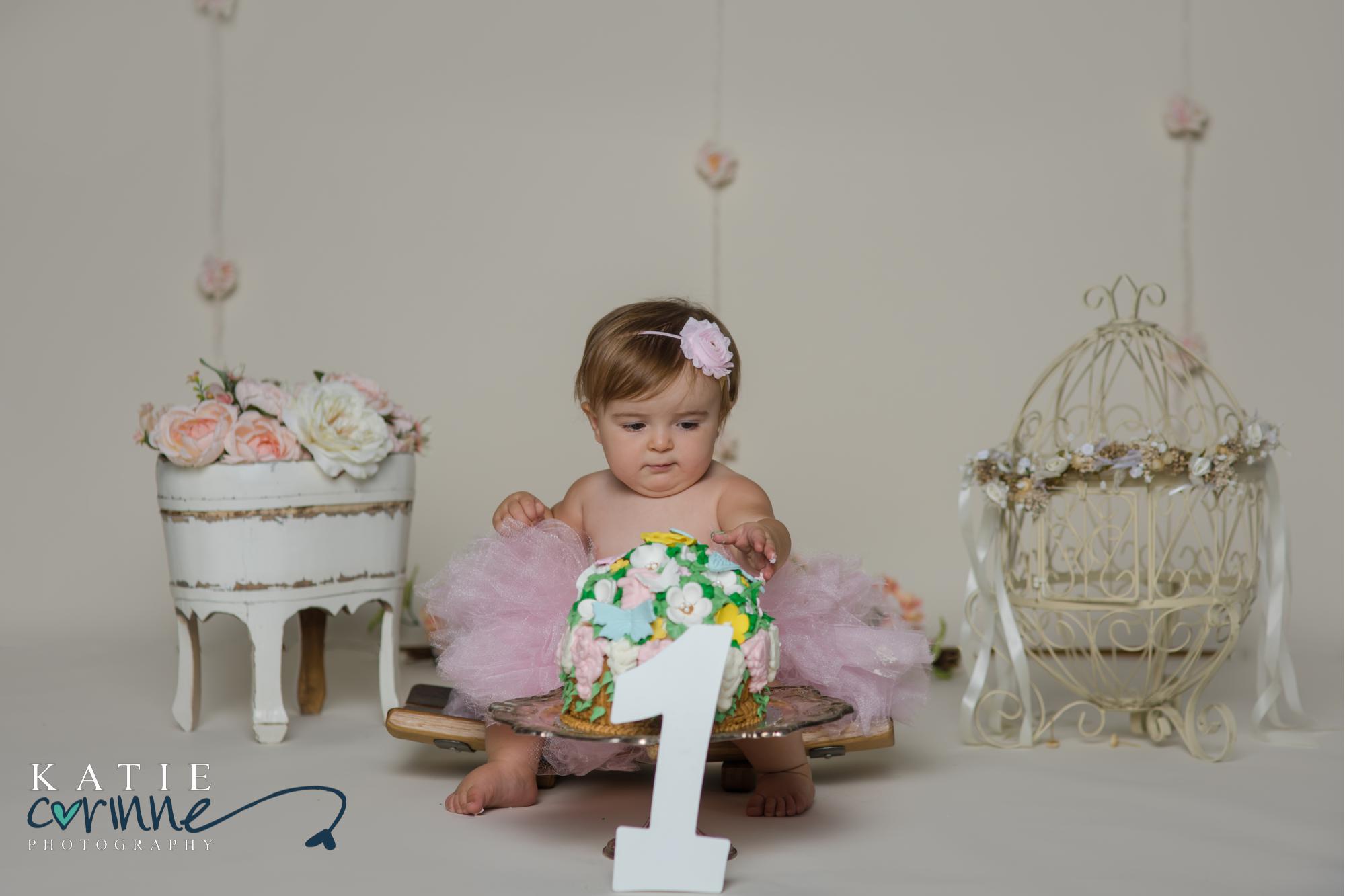 one year cake smash session in Colorado Springs