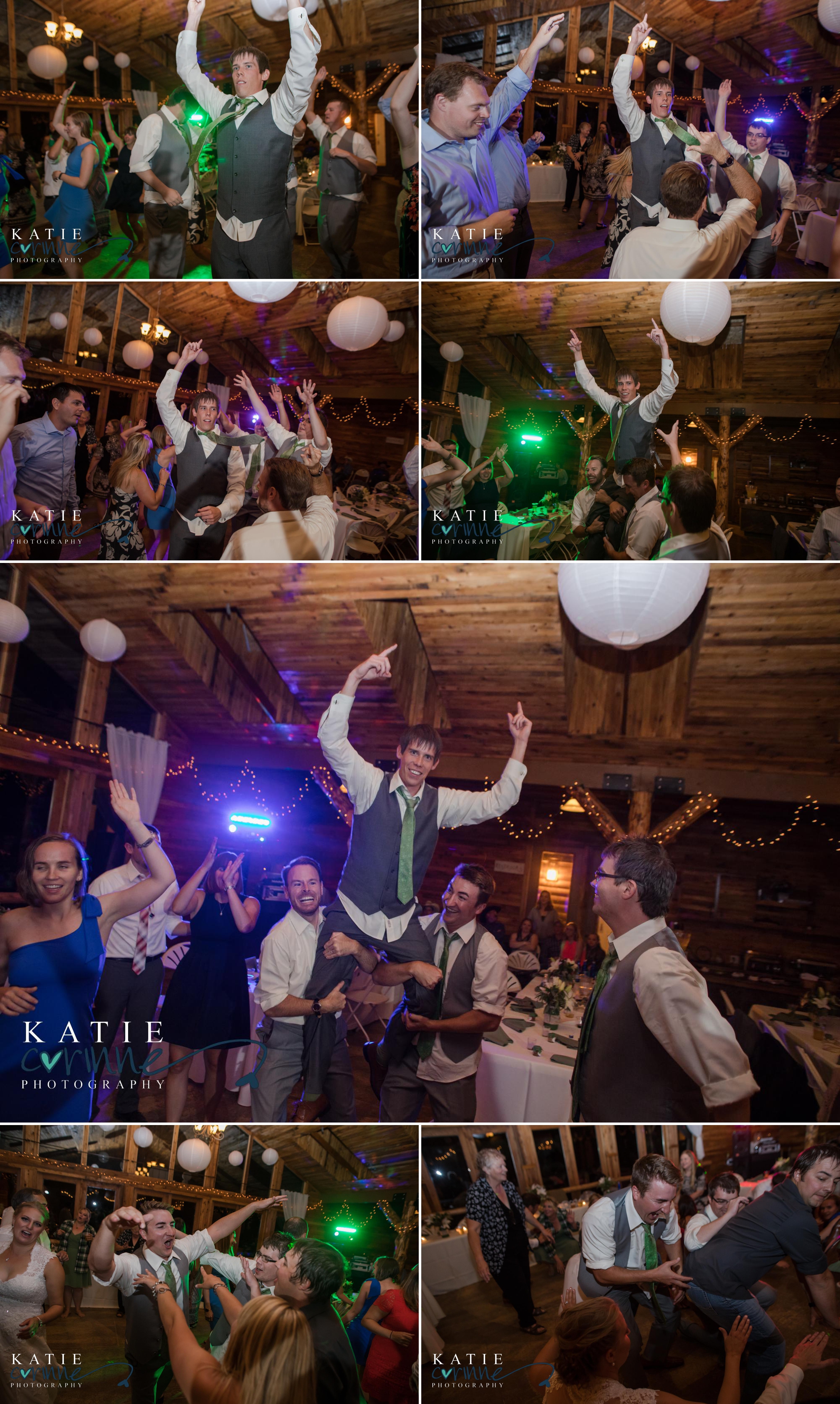 Fun dancing photos at wedding reception 
