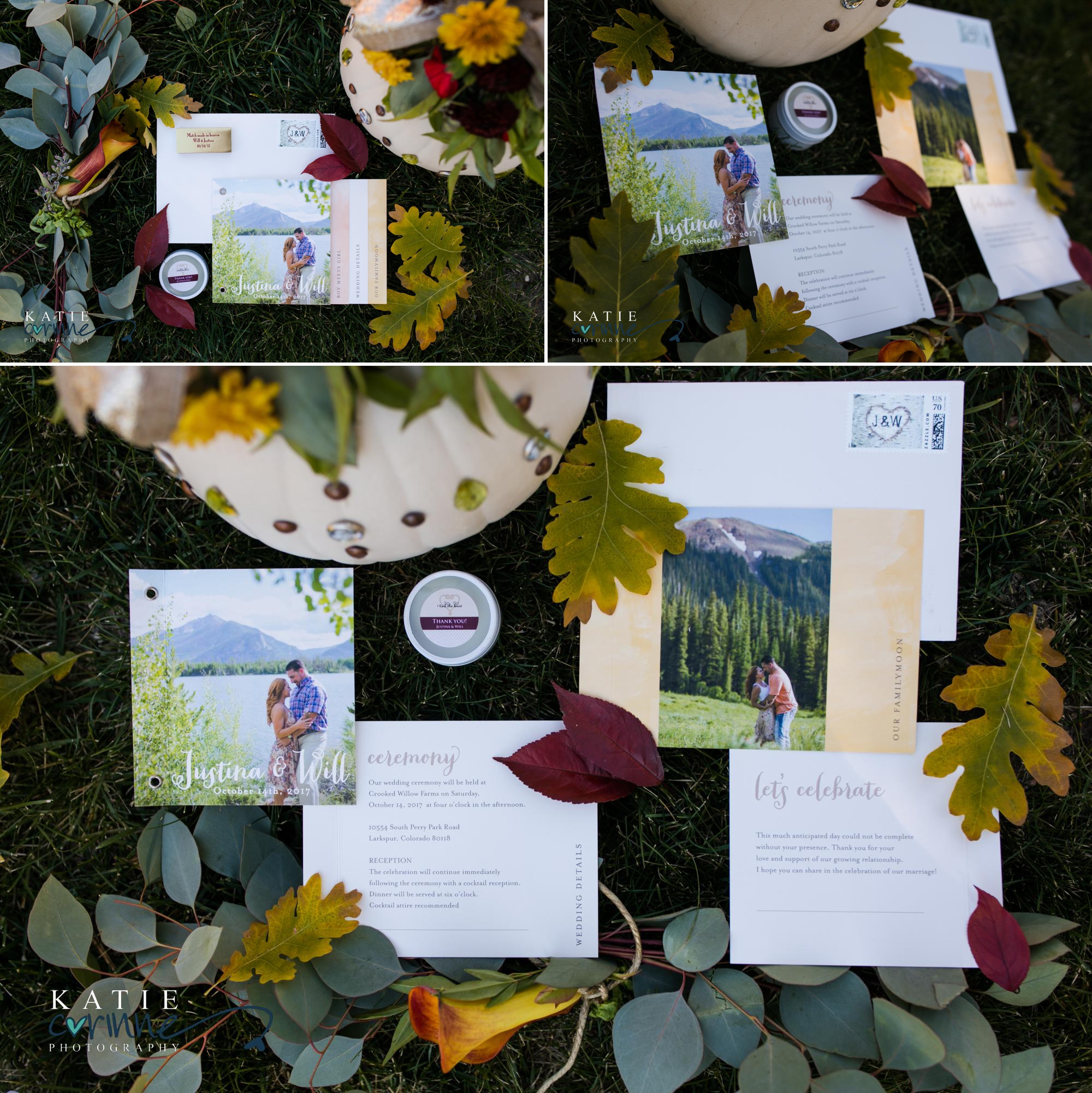 invitation details at Colorado mountain wedding