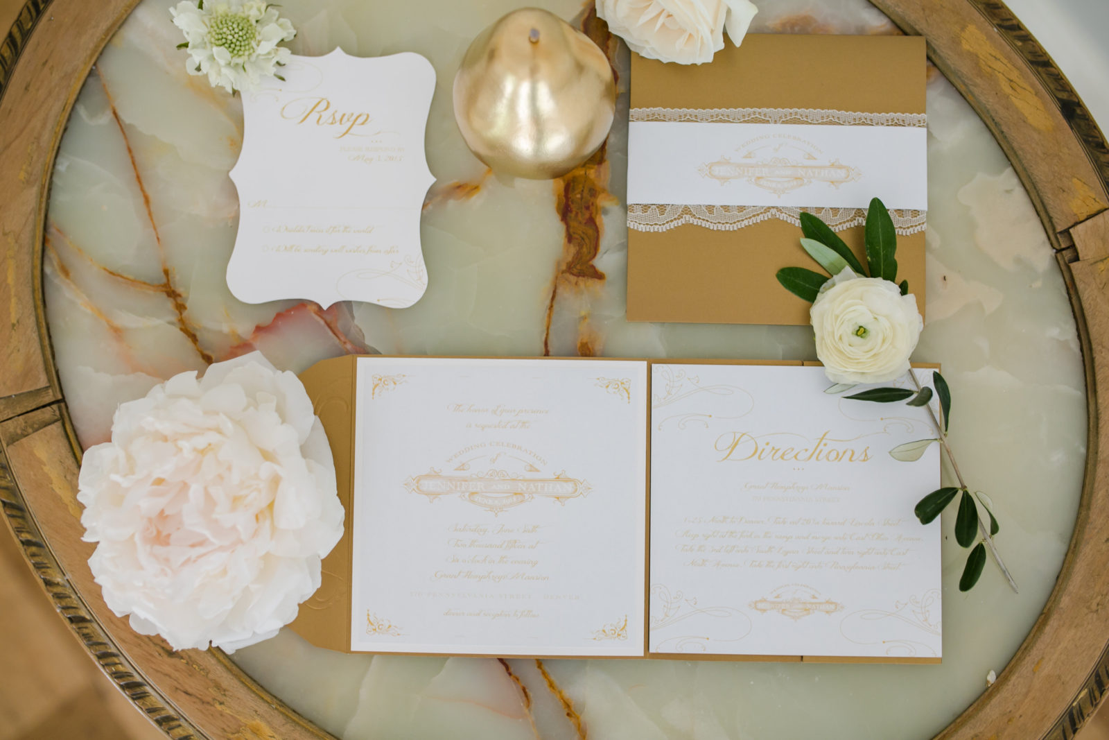 Elegant Gold and white wedding invitations