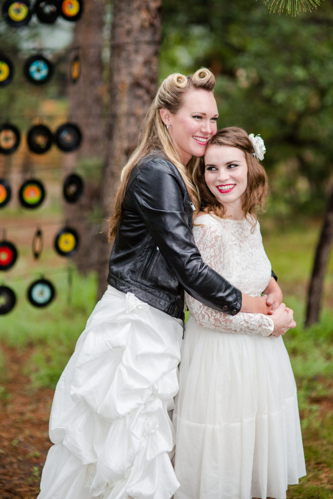 leather jacket lesbian bride and partner