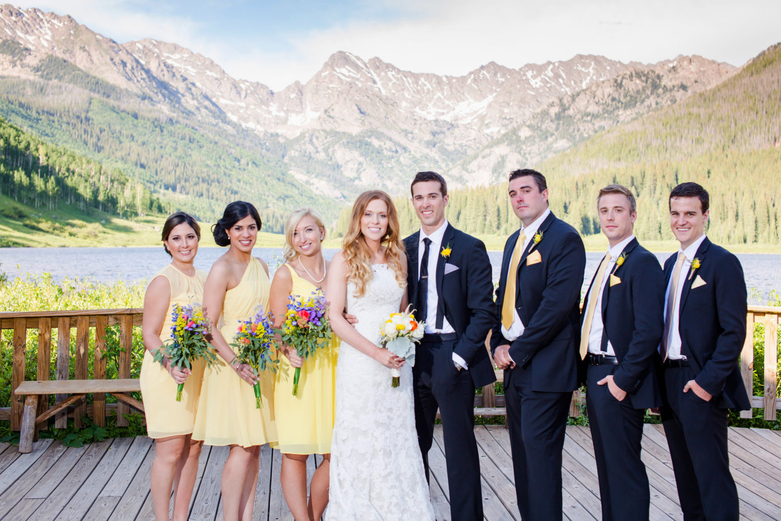 bridal party colorado mountain wedding