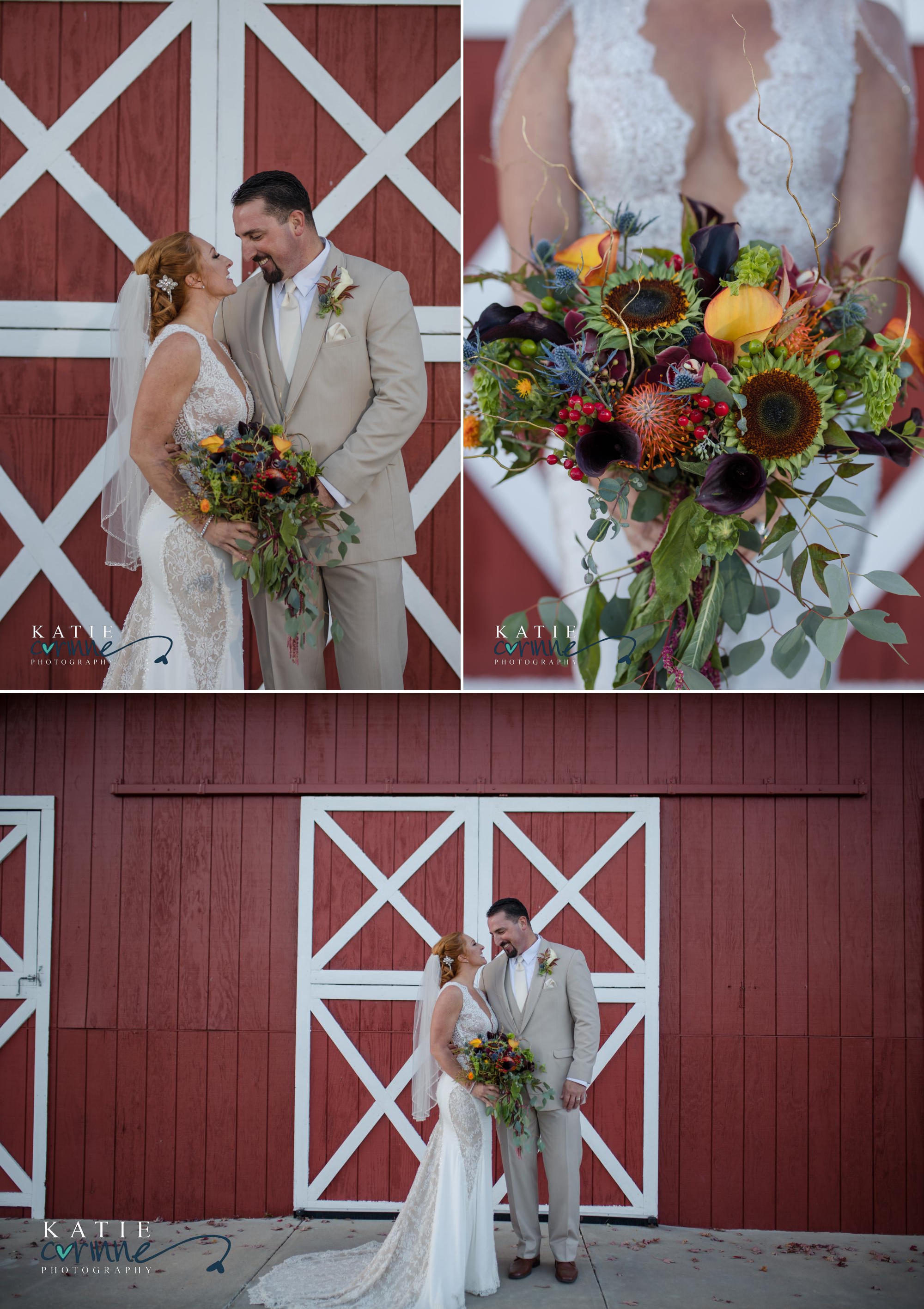 Colorado Springs couple take portraits in front of barn