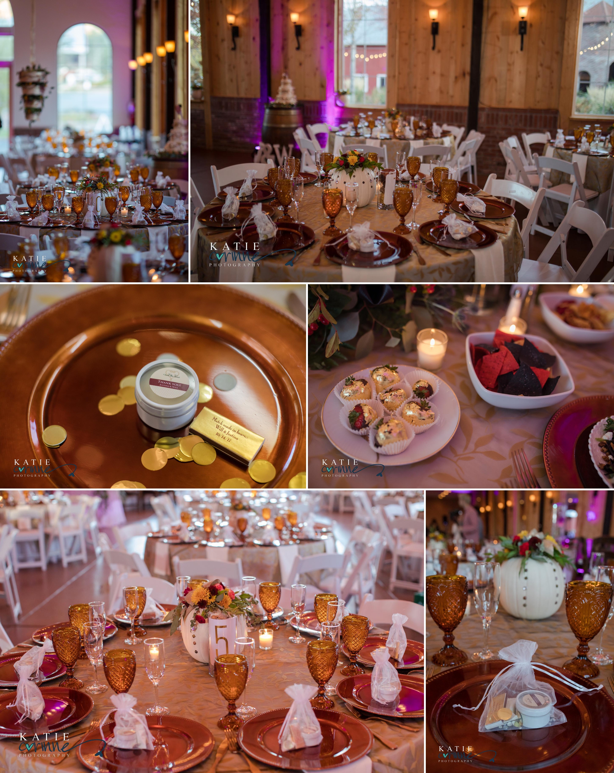 table setting and guests favors at Colorado romantic wedding