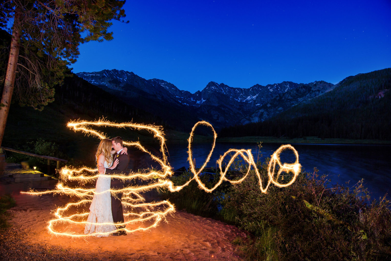 sparklers night photo at piney river ranch