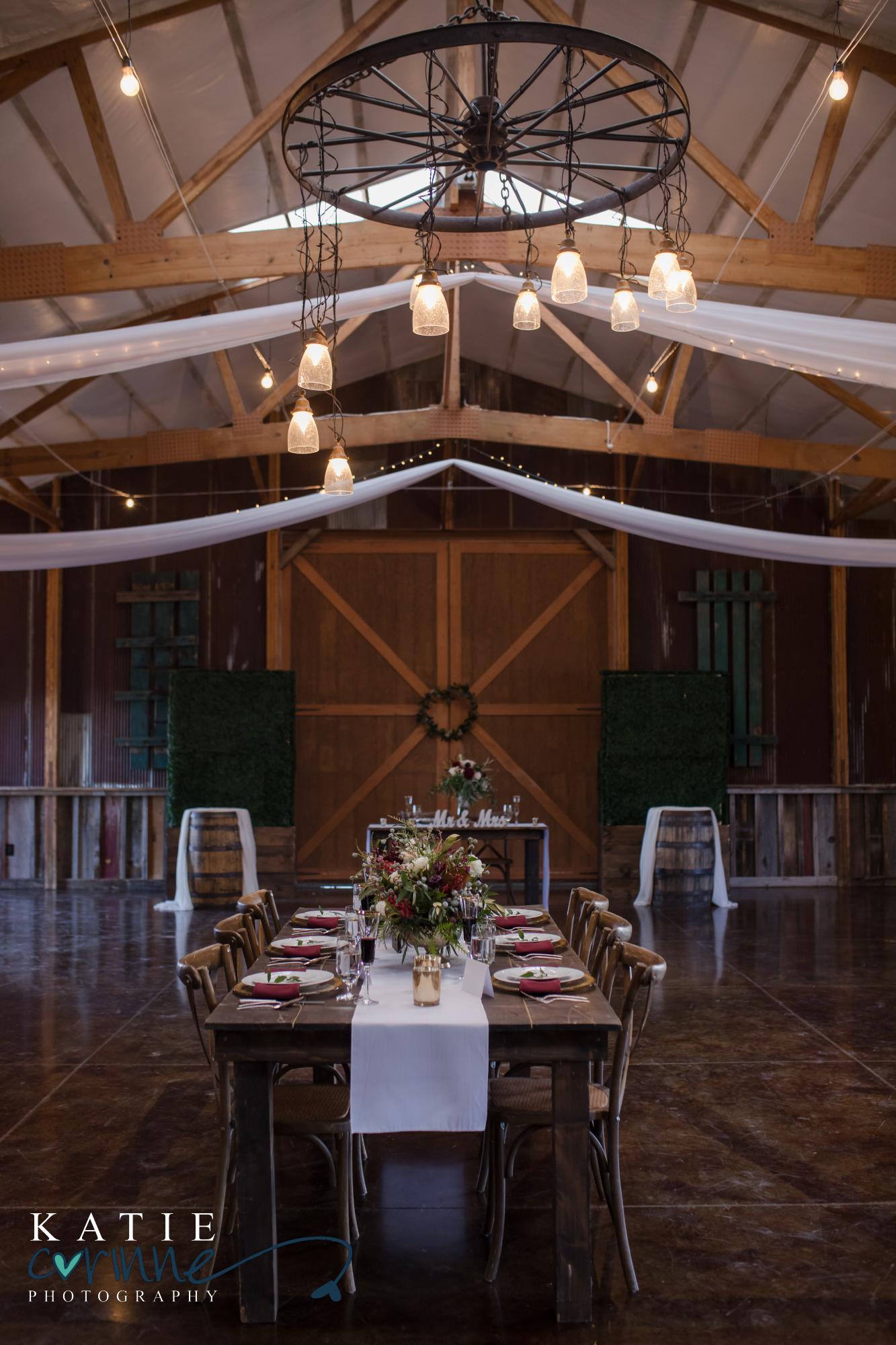 Decorated wedding venue for styled shoot