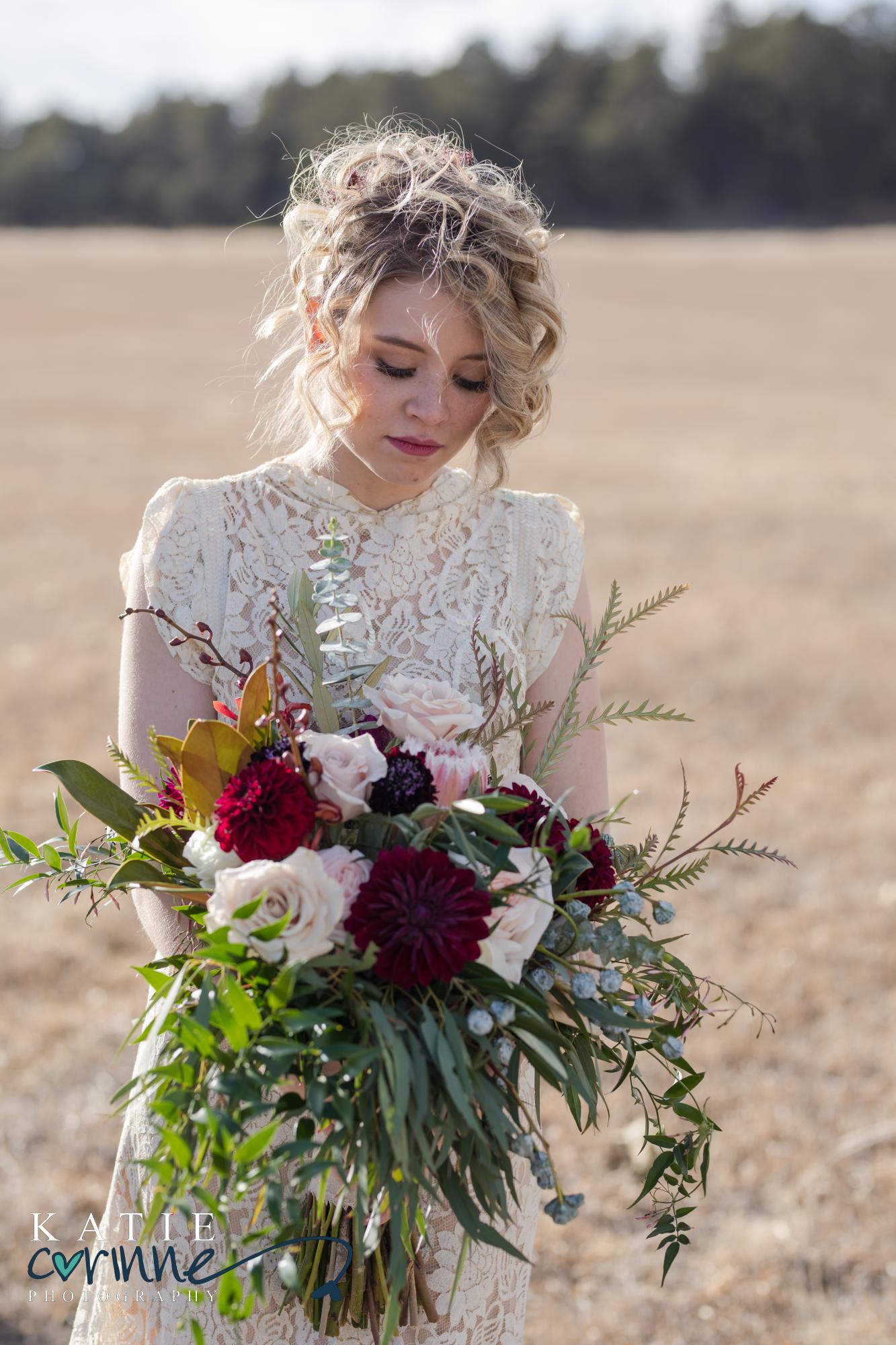 Colorado Springs bride holds wedding bouquet