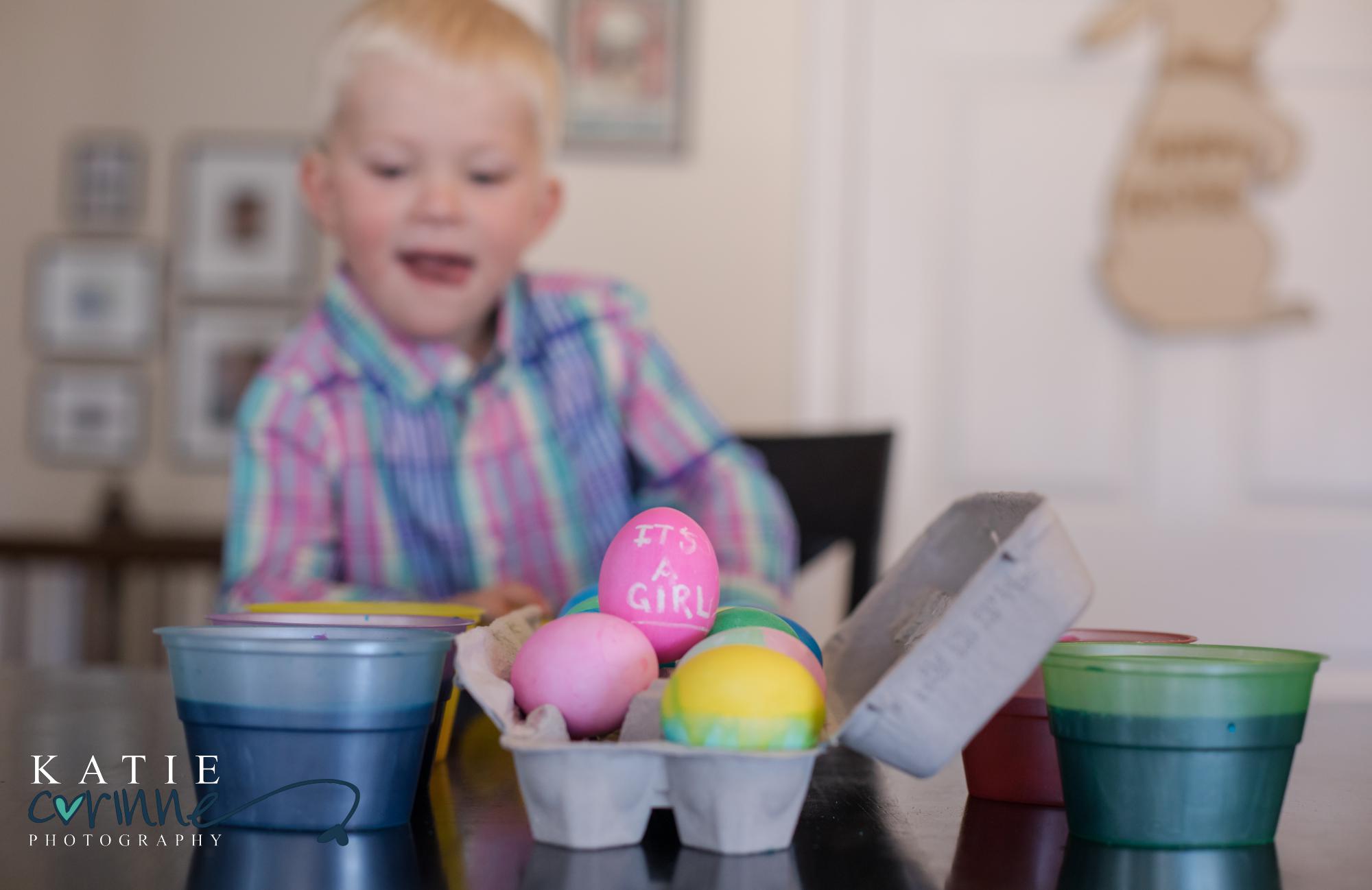 Big brother excitedly shows easter egg saying its a girl