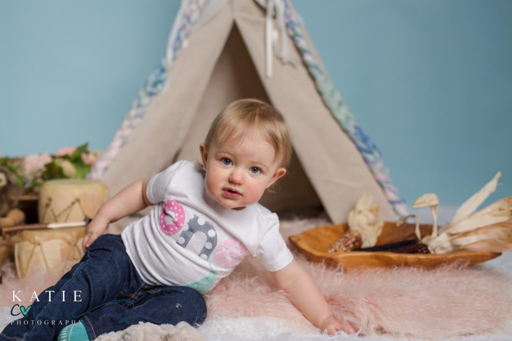 Colorado Springs baby in front of teepee