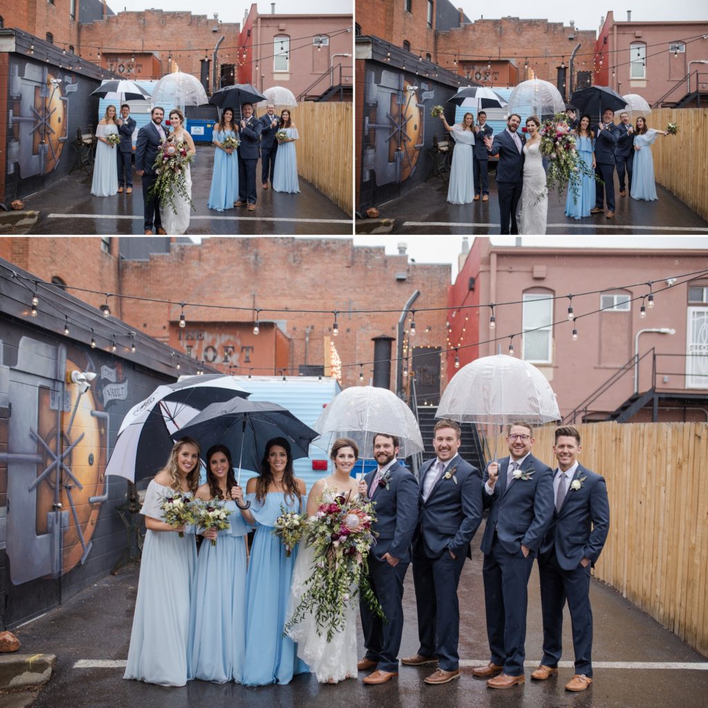 Colorado wedding photos with umbrellas