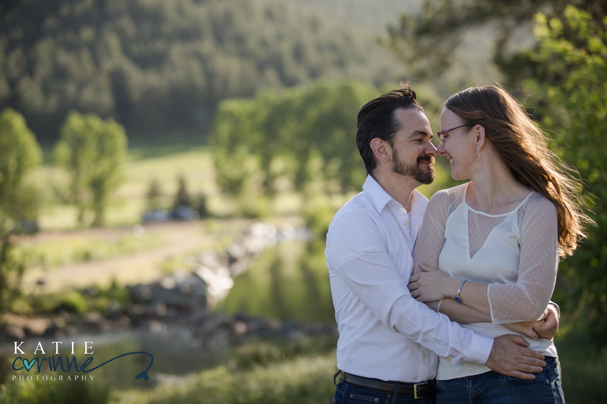 engaged couple in evergreen, colorado