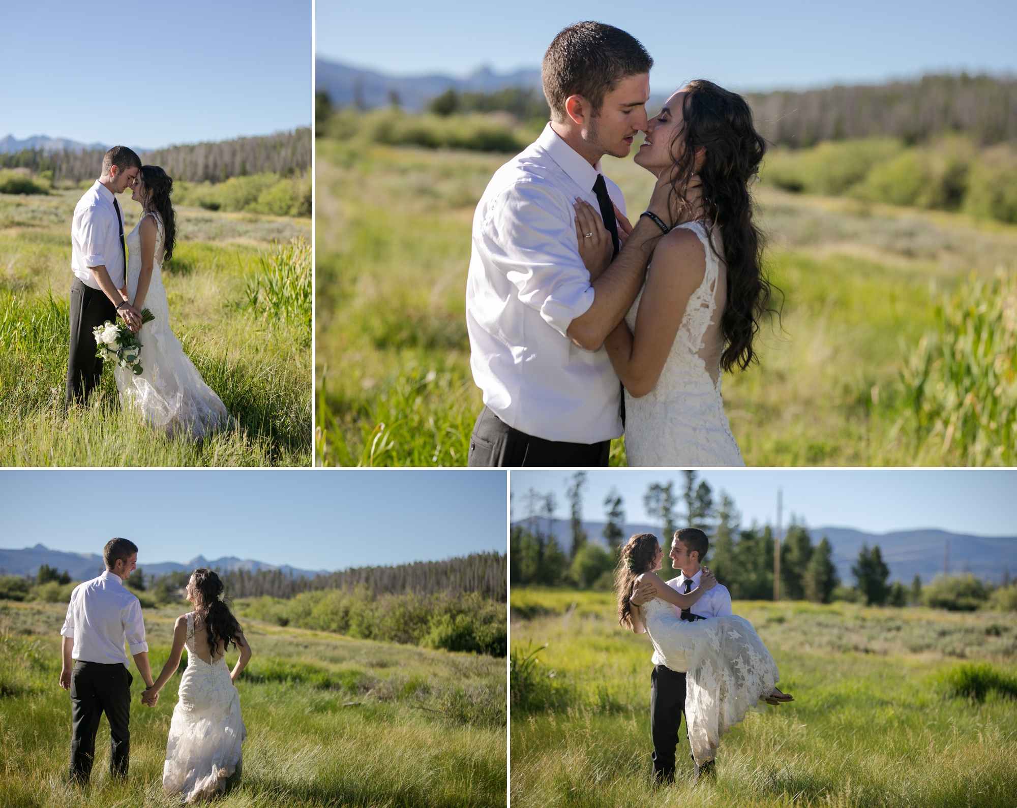 bride and groom in rocky mountain national park