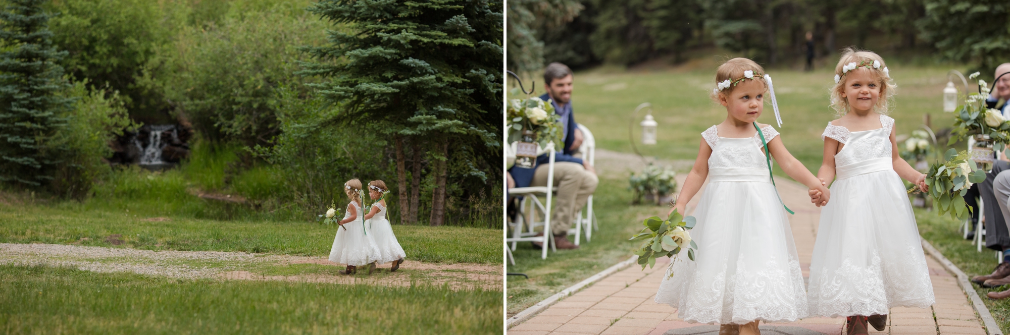flower girls at outdoor ceremony