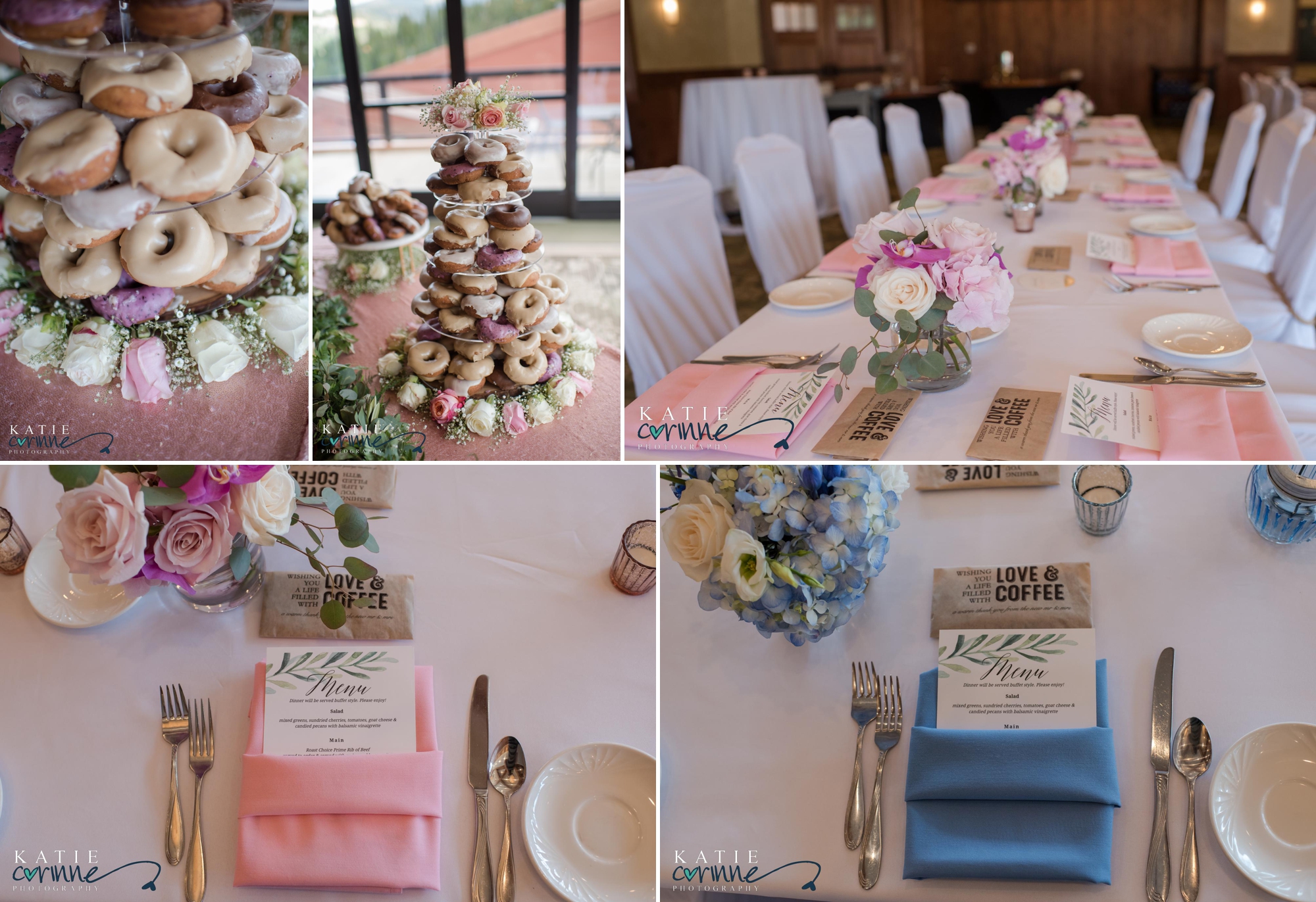Colorado pink wedding reception details