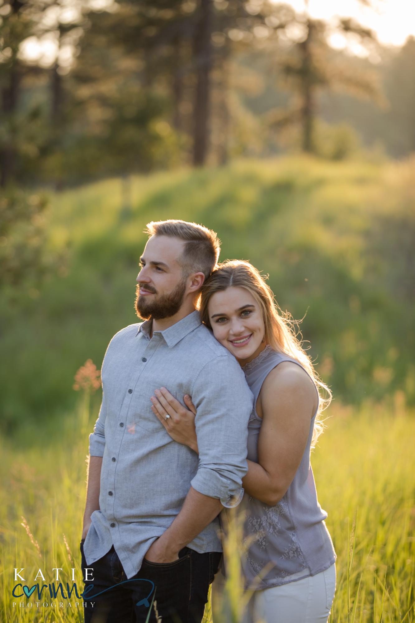 Colorado couple at backyard engagement session