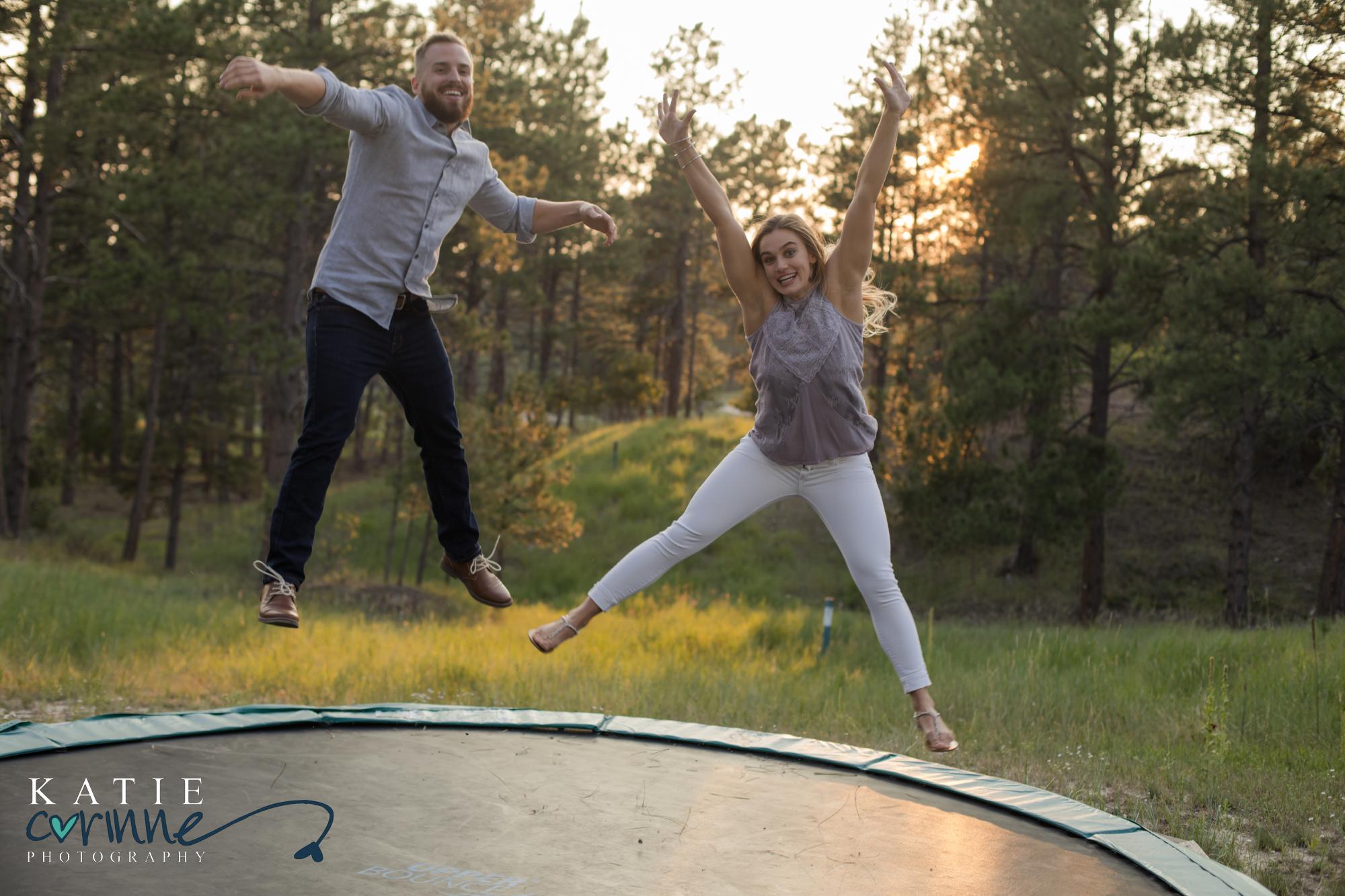 Colorado engagment session with trampoline