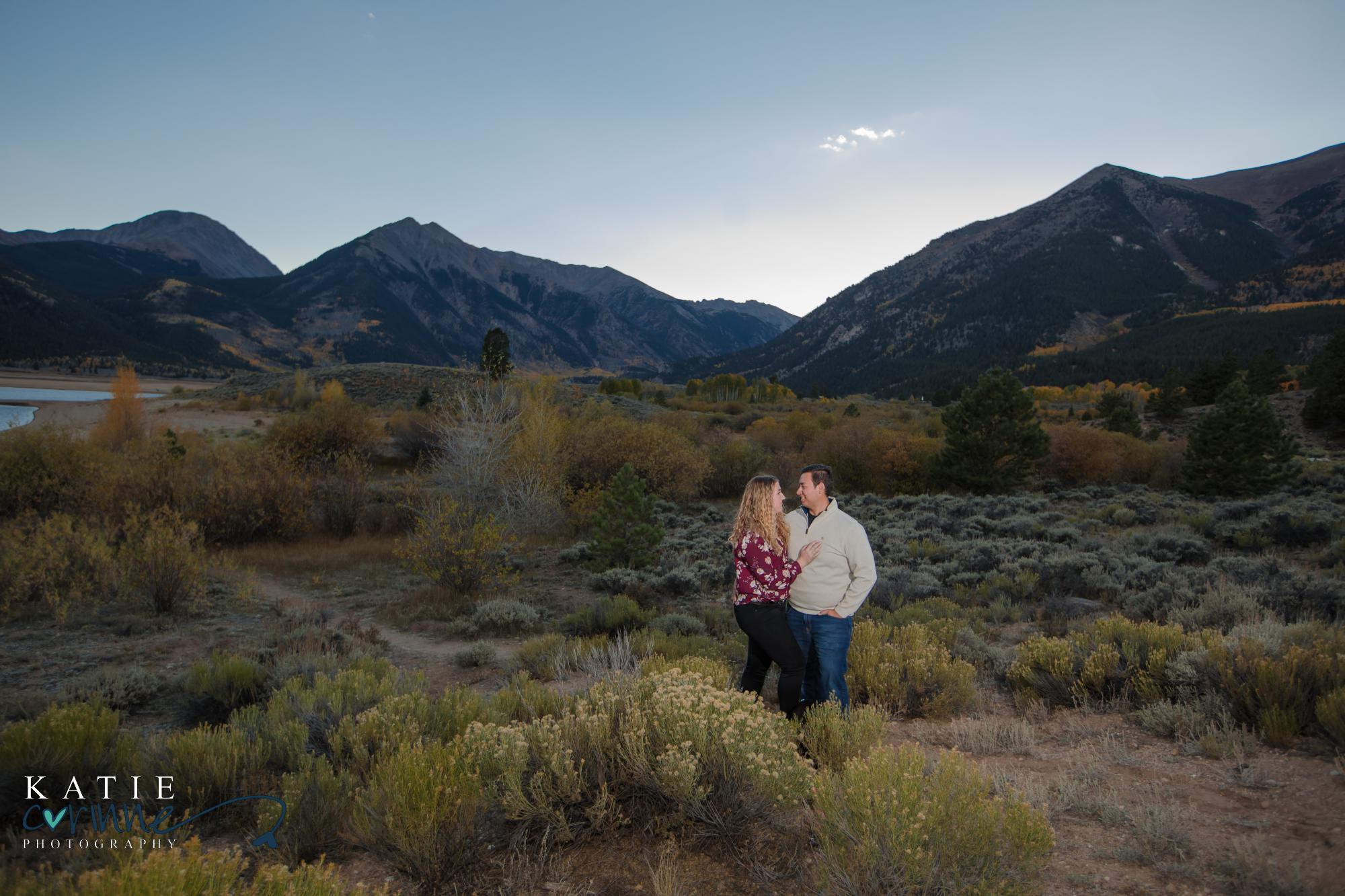 Colorado engaged couple in front of Mount Elbert