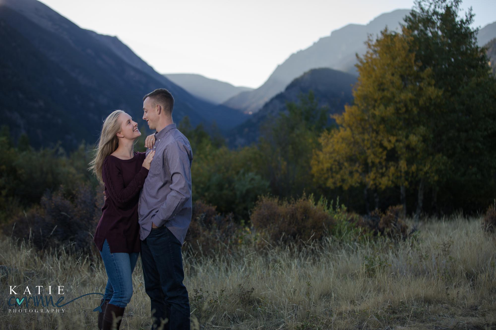 engaged couple in Rocky Mountain National Park