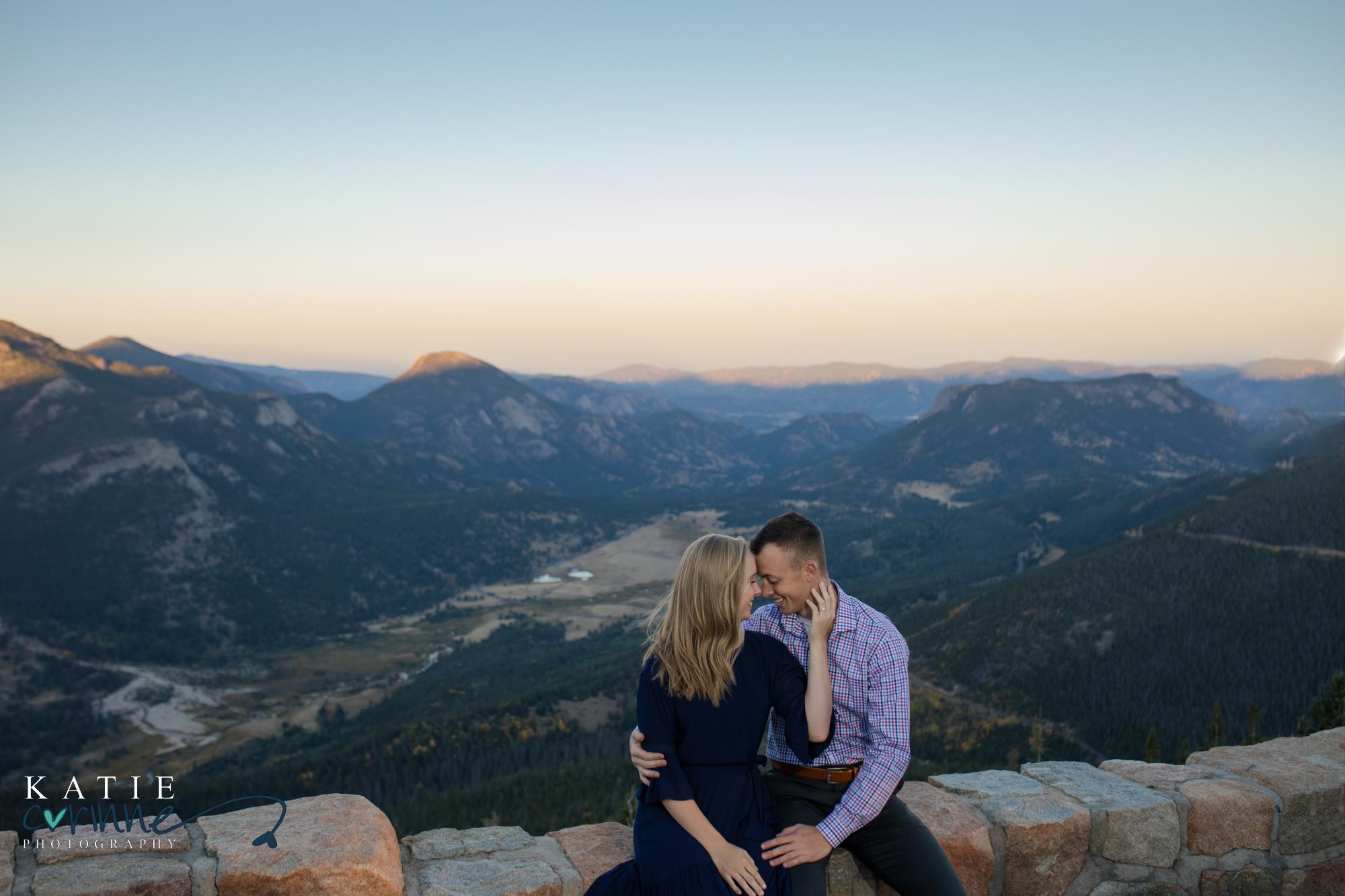 engaged couple on Trail ridge road