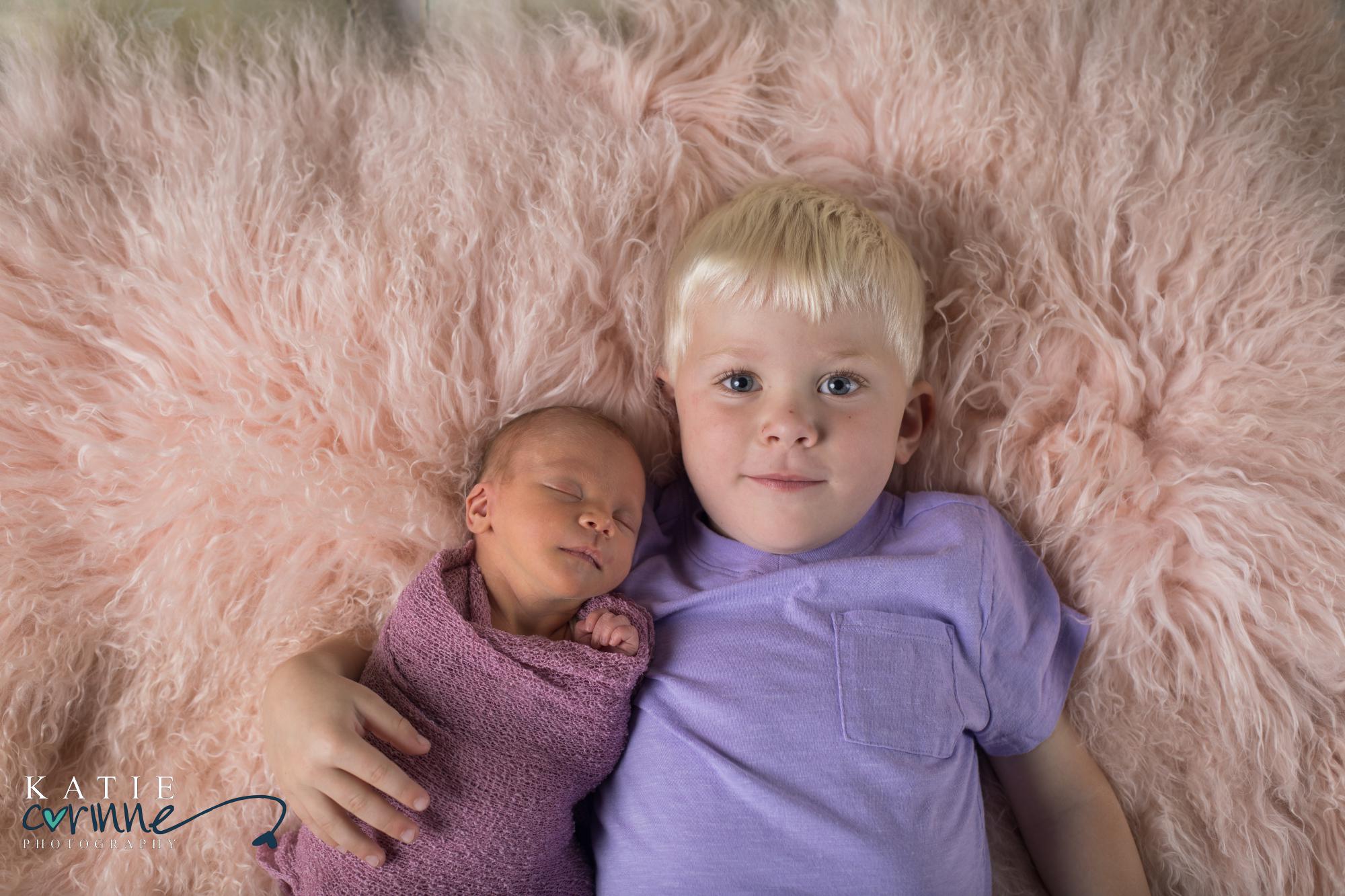 colorado newborn and sibling studio photo