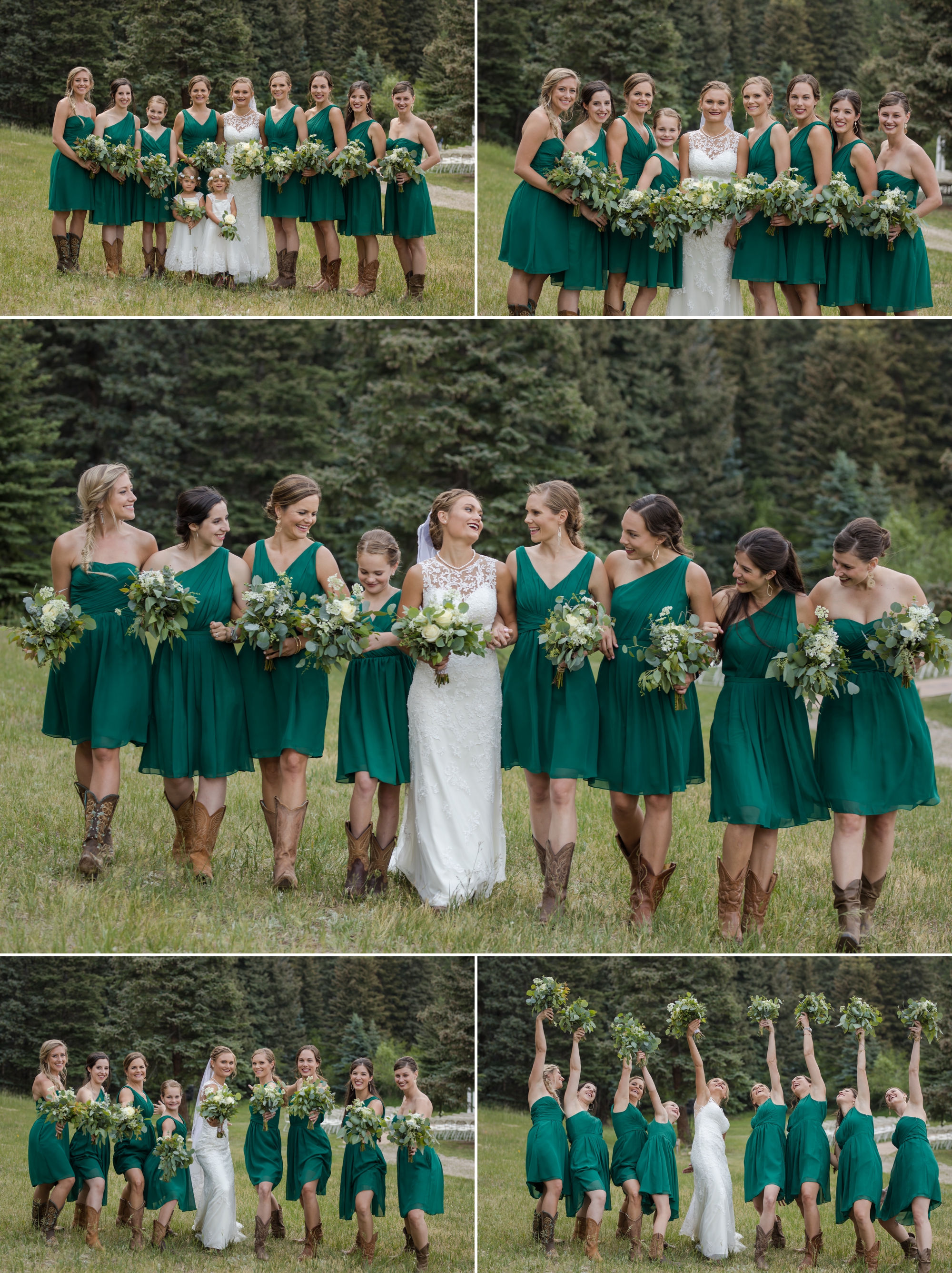 bridal party portraits with cowboy boots