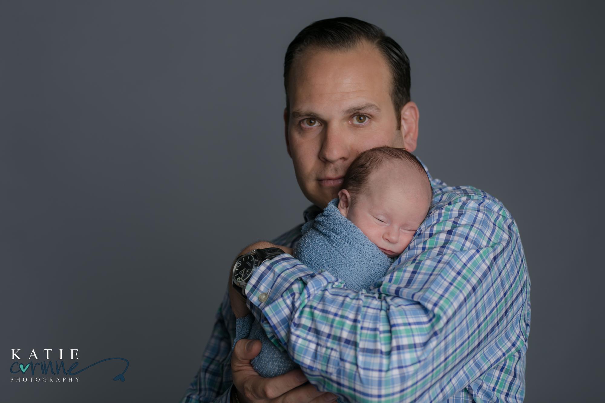 Colorado father and son newborn portrait