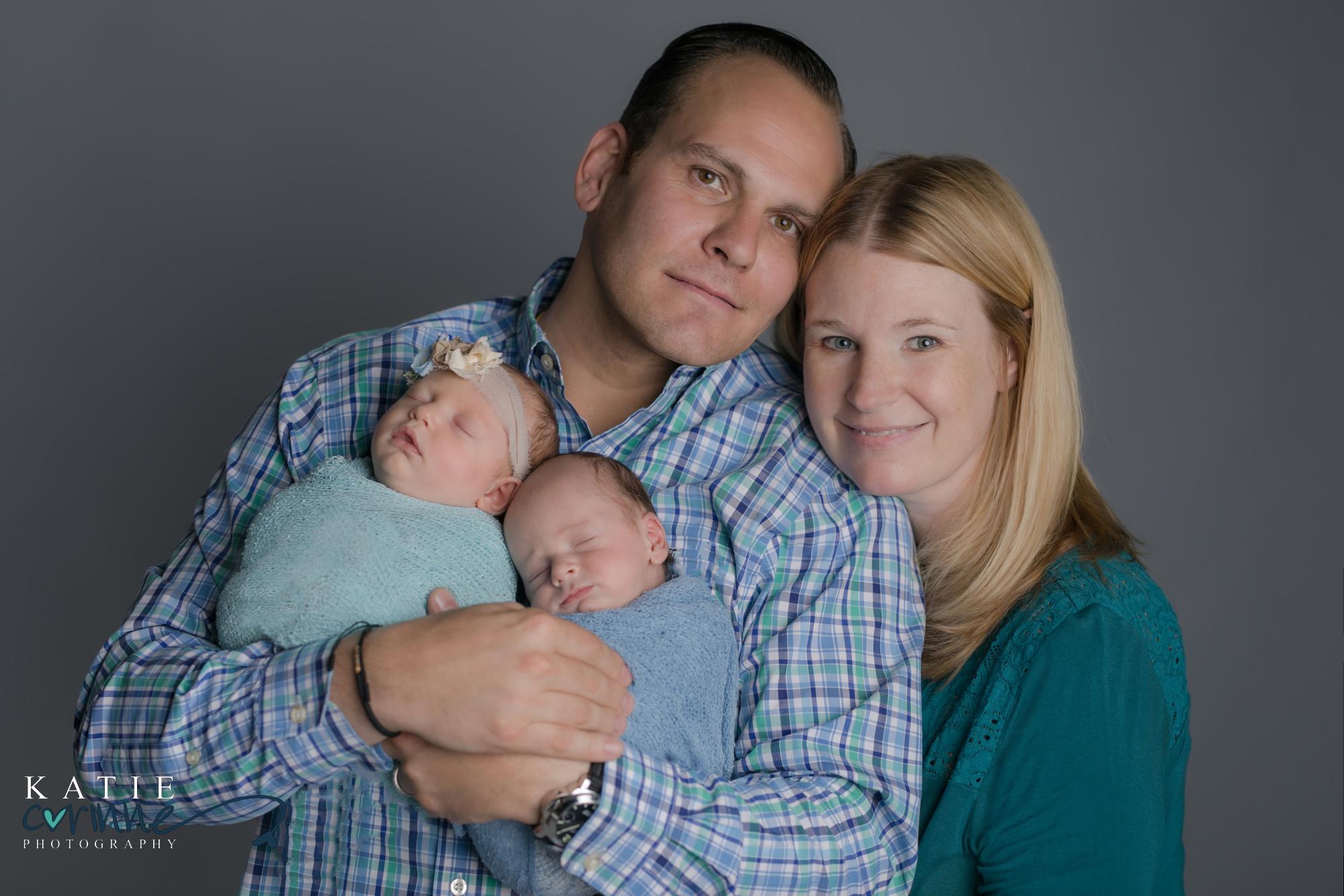 Colorado family with newborn twins in palmer springs photo studio
