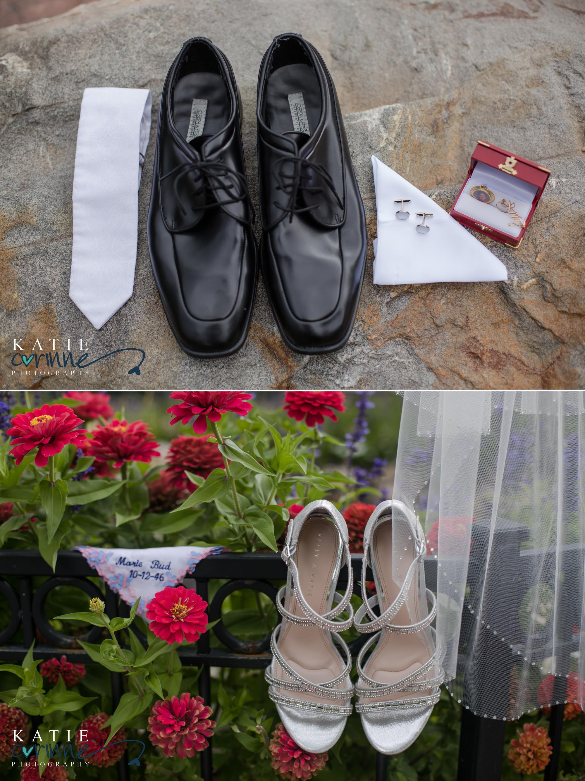 Bride and groom details at Stonebrook Manor summer wedding