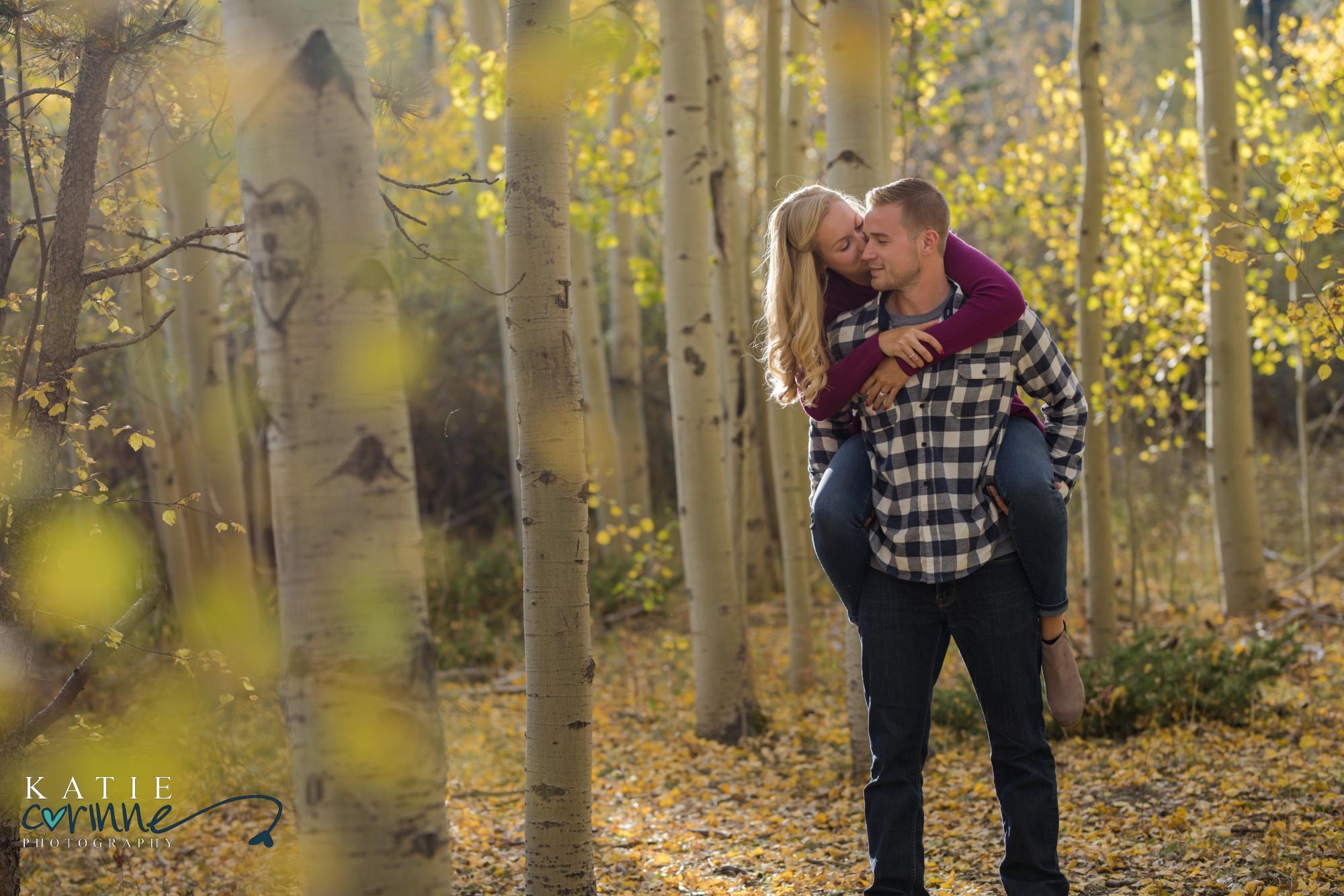 cute couple in Colorado in the fall