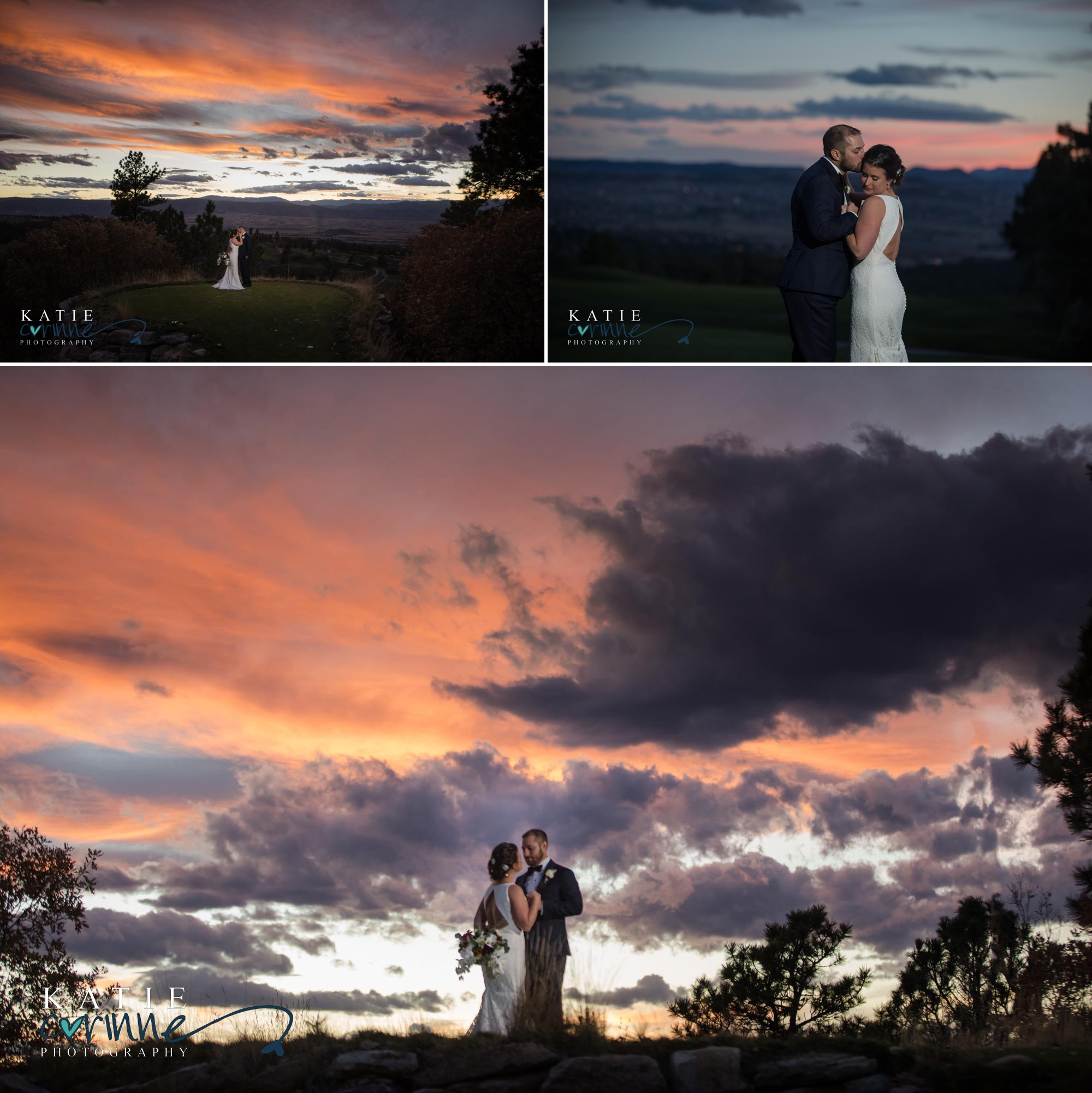 perfect colorado sunset with newlyweds