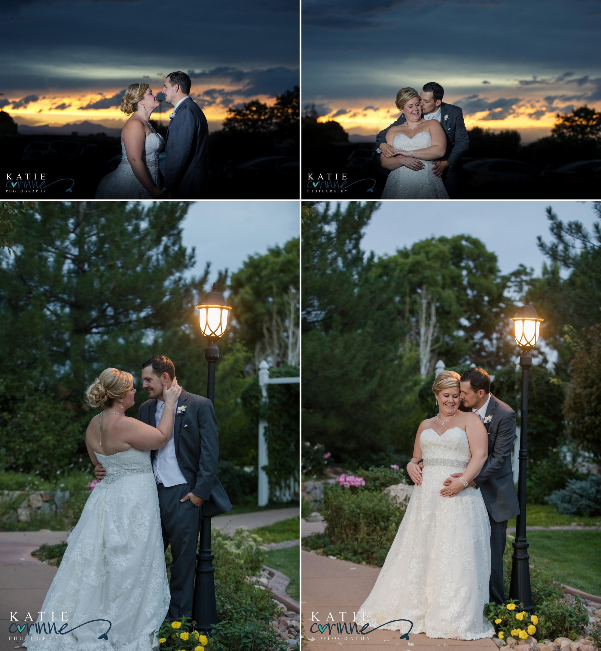 Colorado newlyweds in front of summer sunset