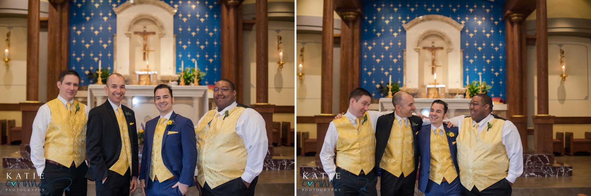 groom and groomsmen at Colorado church wedding