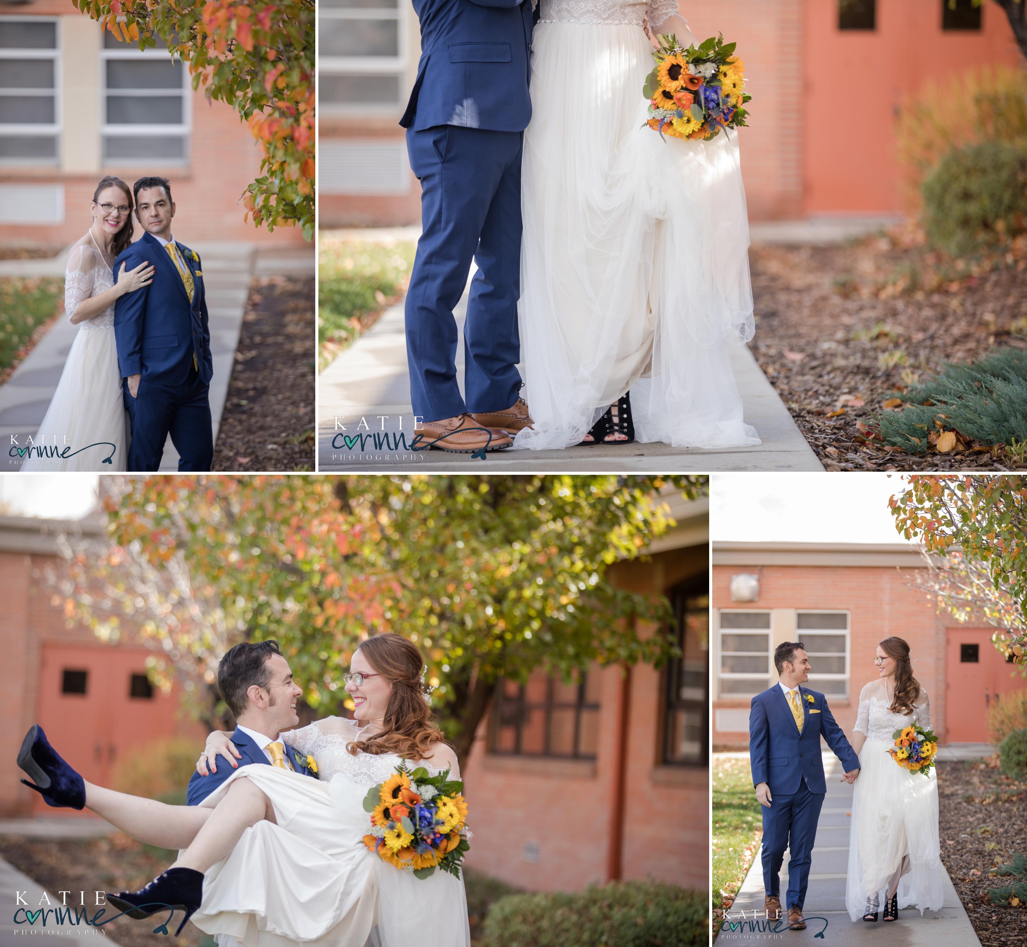 Colorado bride and groom take newlywed portraits