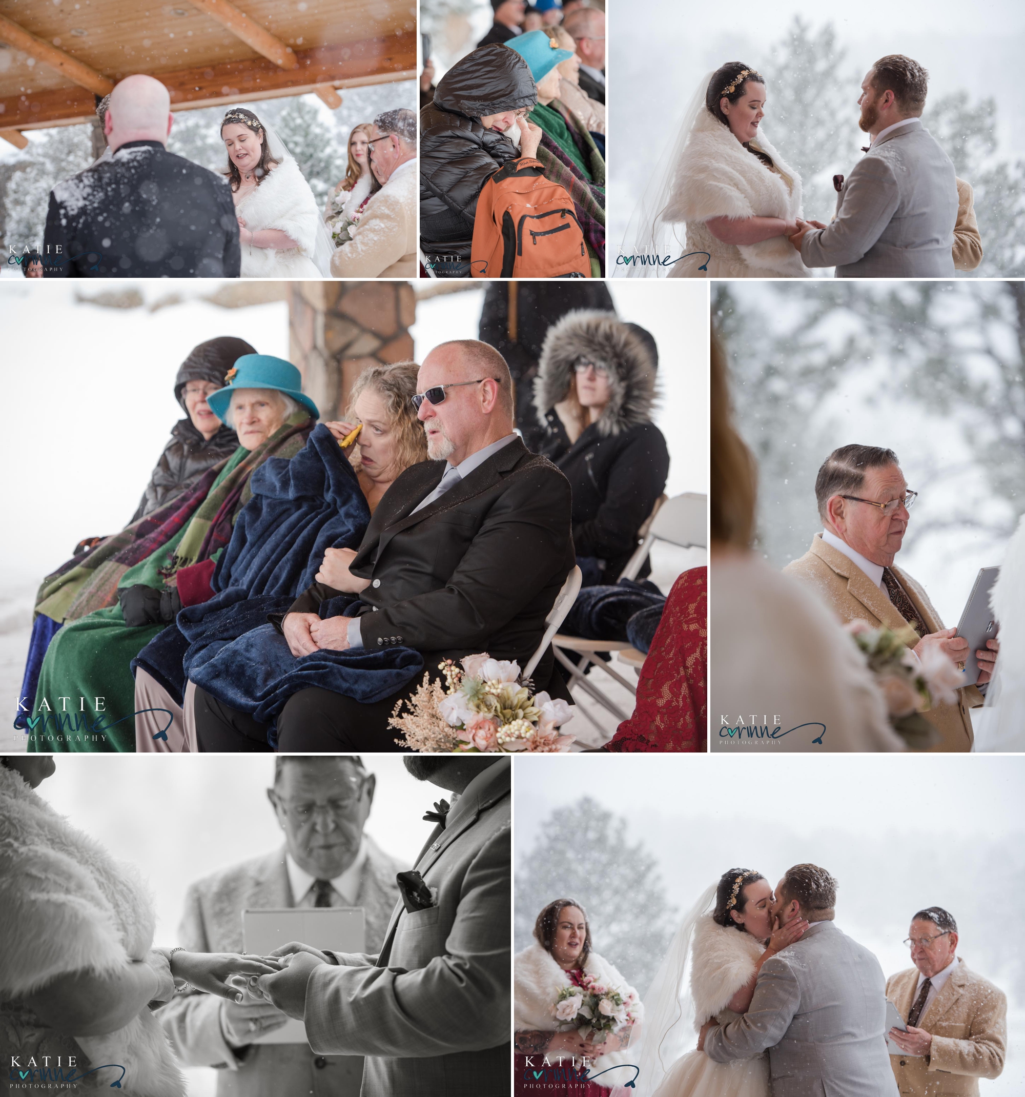 winter rocky mountain national park wedding ceremony