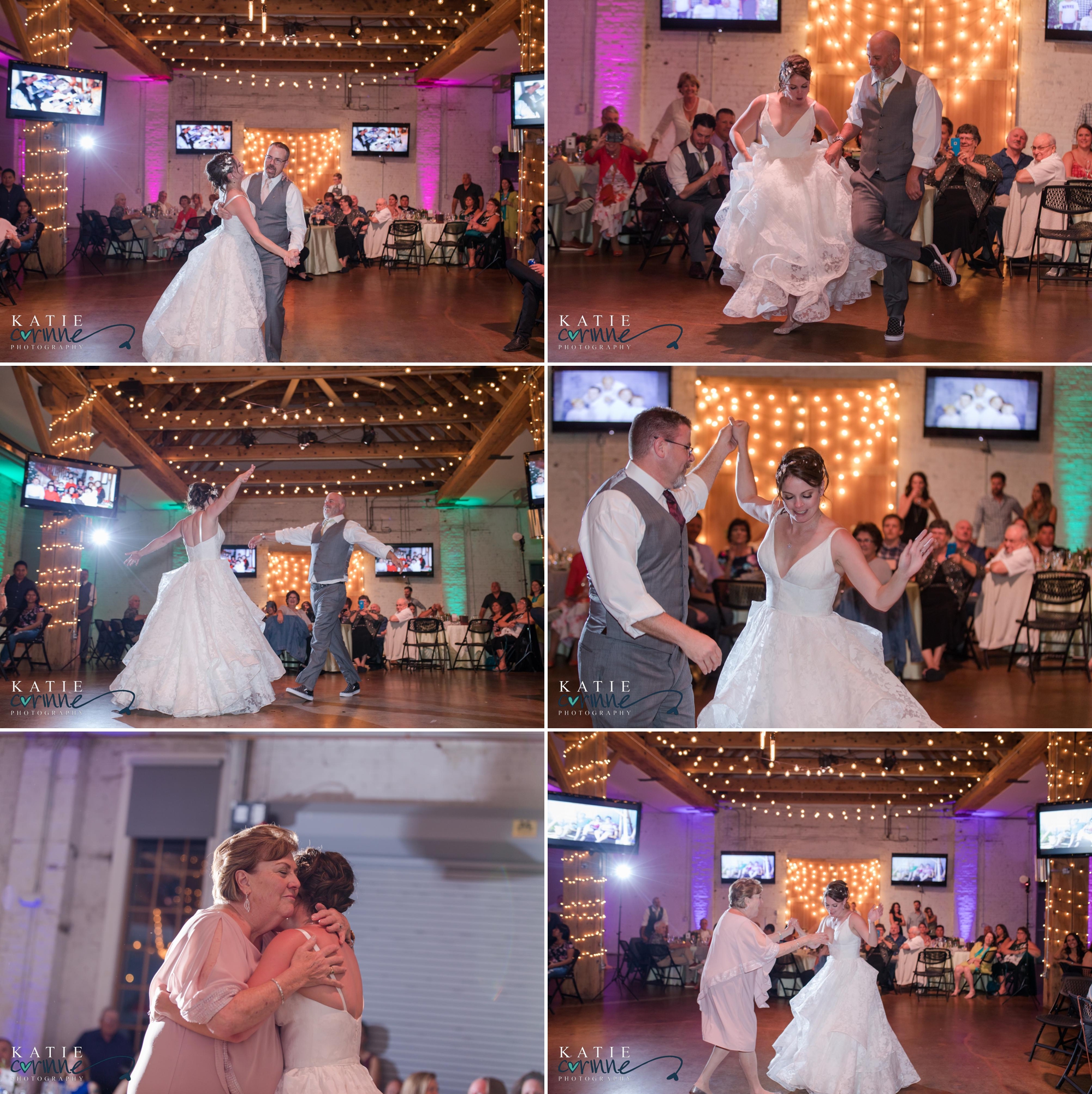 Colorado bride dances in urban modern wedding venue