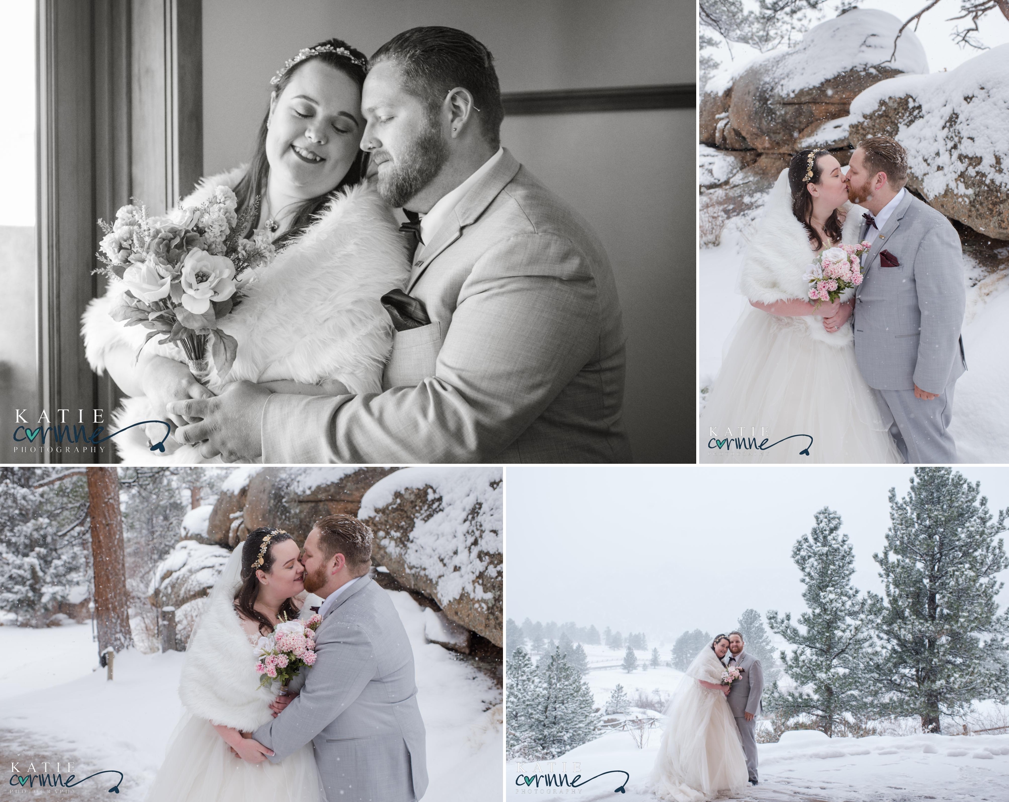winter wedding couple in rocky mountains