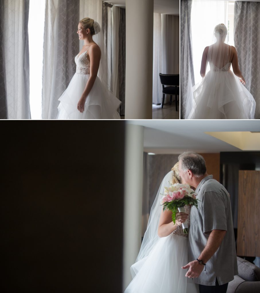 Dad sees bride at tropical destination wedding