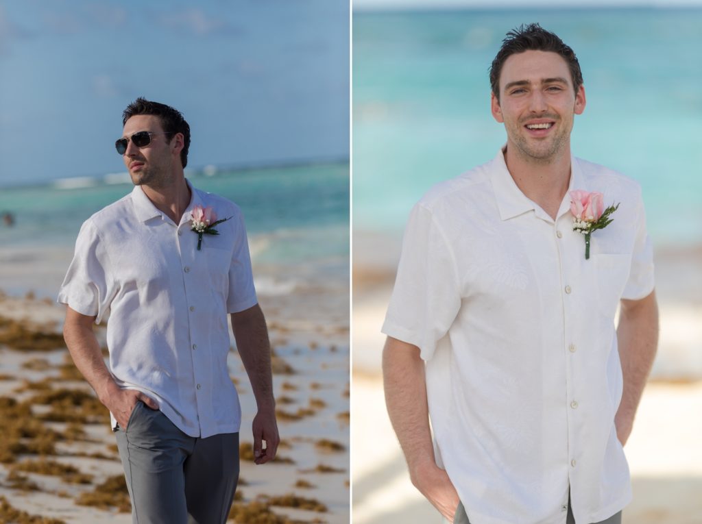 groom on beach at Dominican Republic wedding