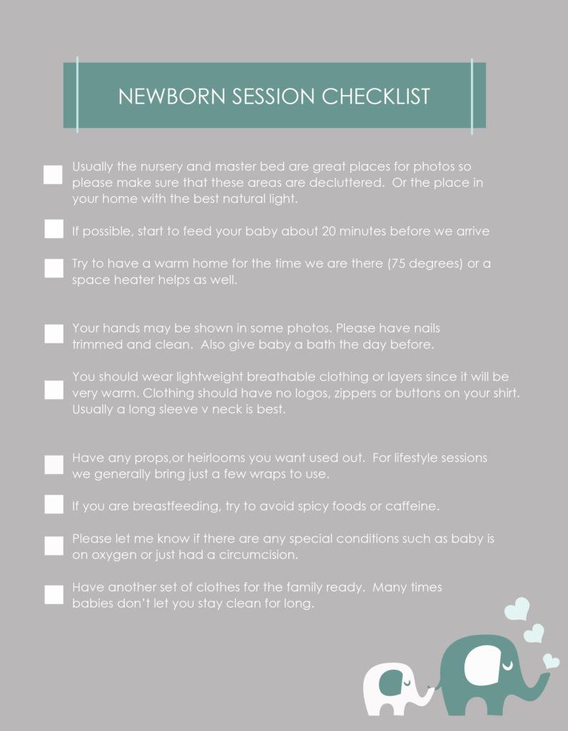 Newborn Session Checklist